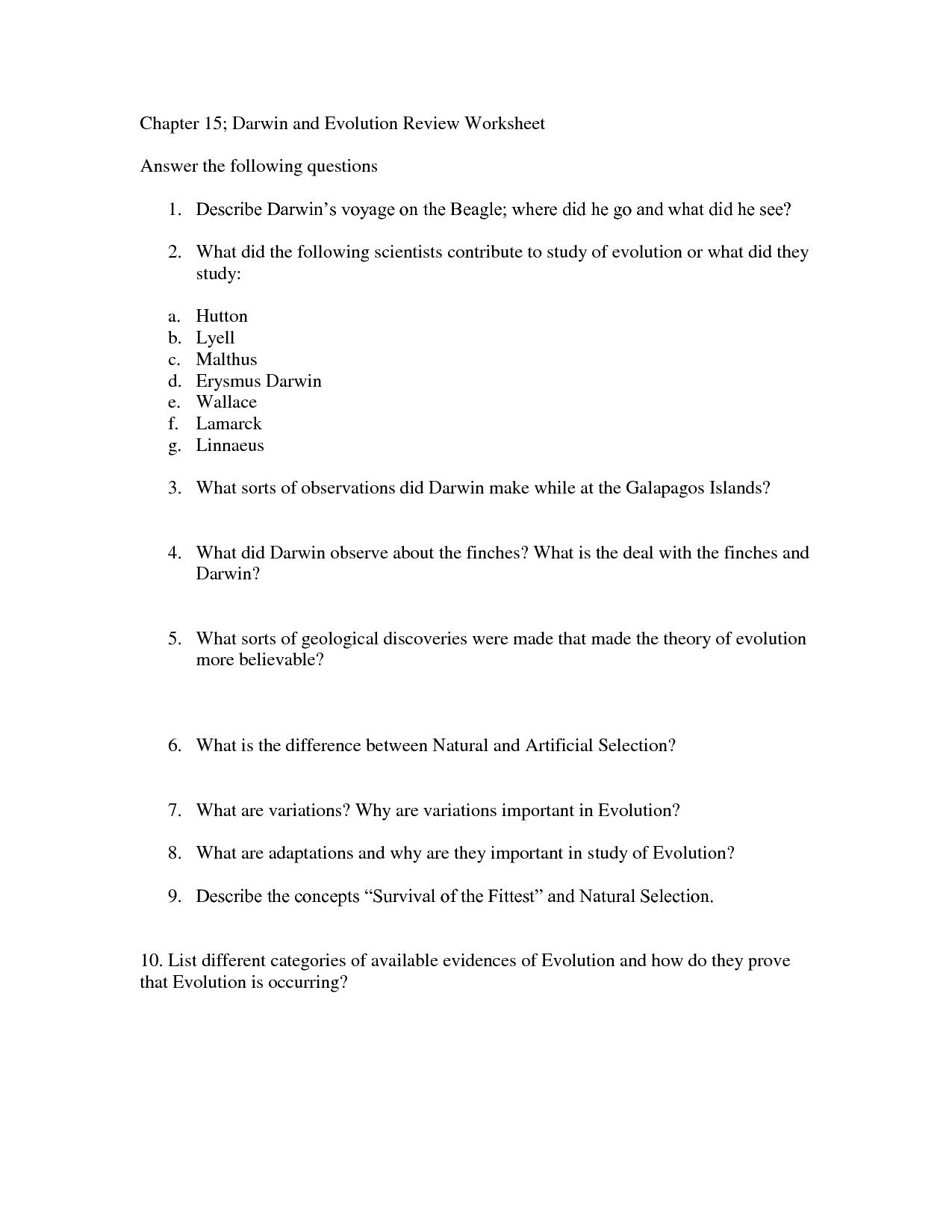 12 Best Images Of Darwin s Natural Selection Worksheet Key Evolution 