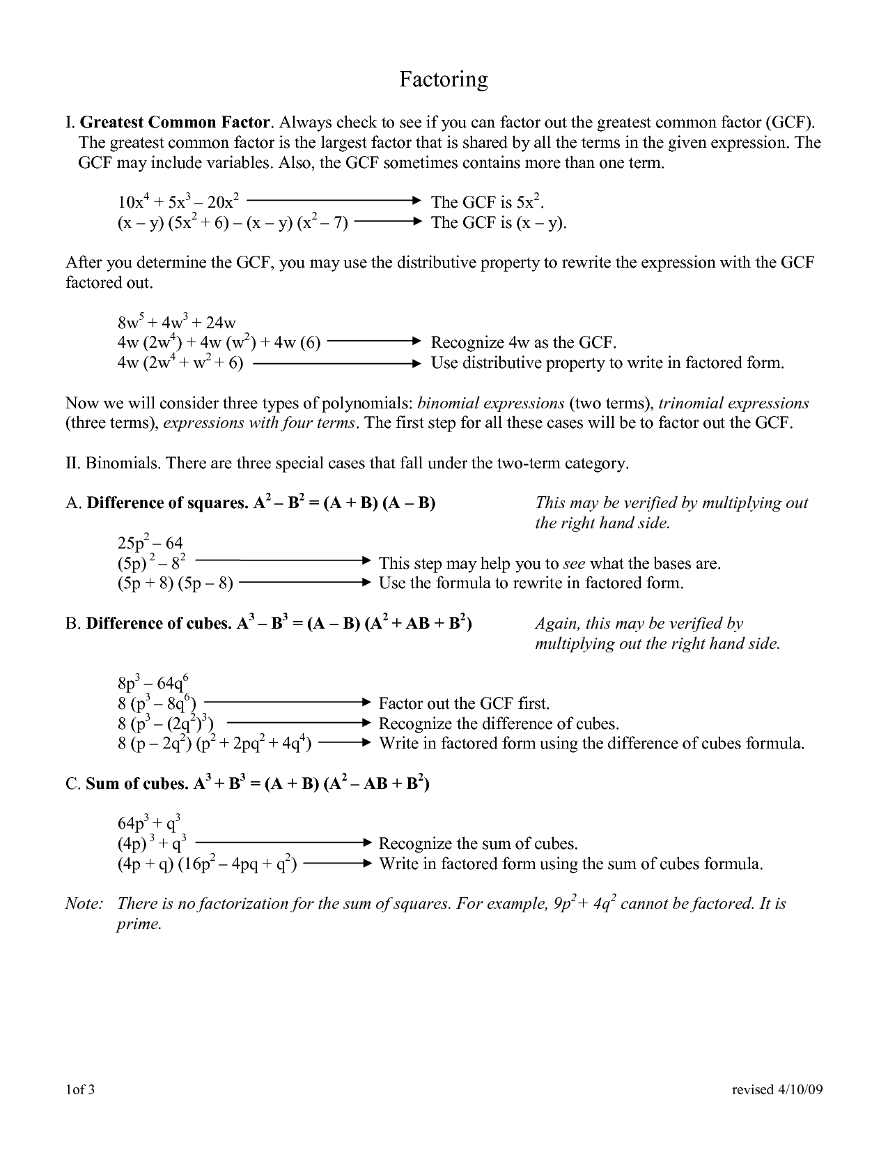 17 Best Images Of Worksheets Greatest Common Factor Polynomials 