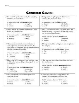 Context Clues Worksheet 8th Grade
