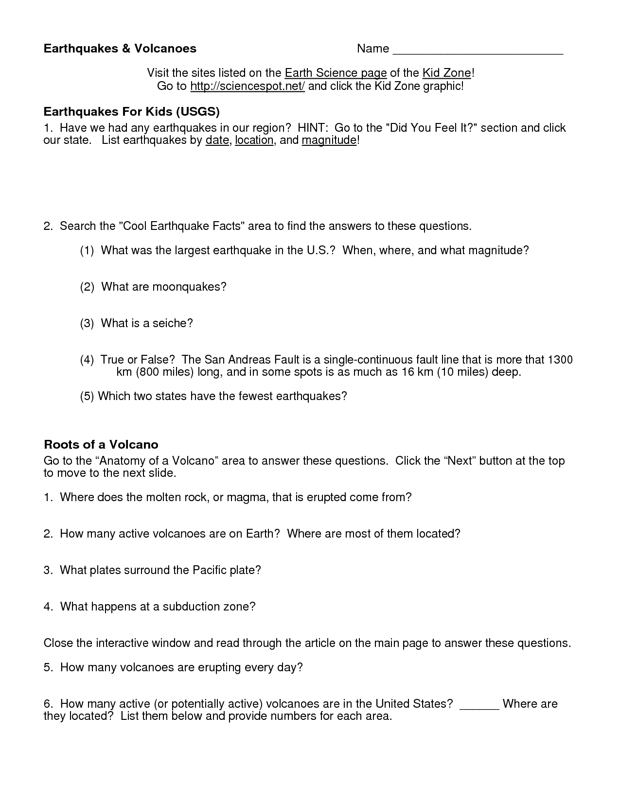 13 Best Images Of Anatomy Of A Volcano Worksheet Parts Of A Volcano 