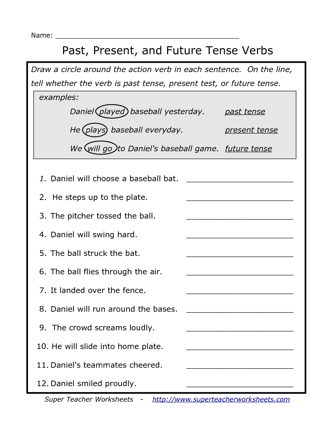 Worksheet On Past Present And Future Tense