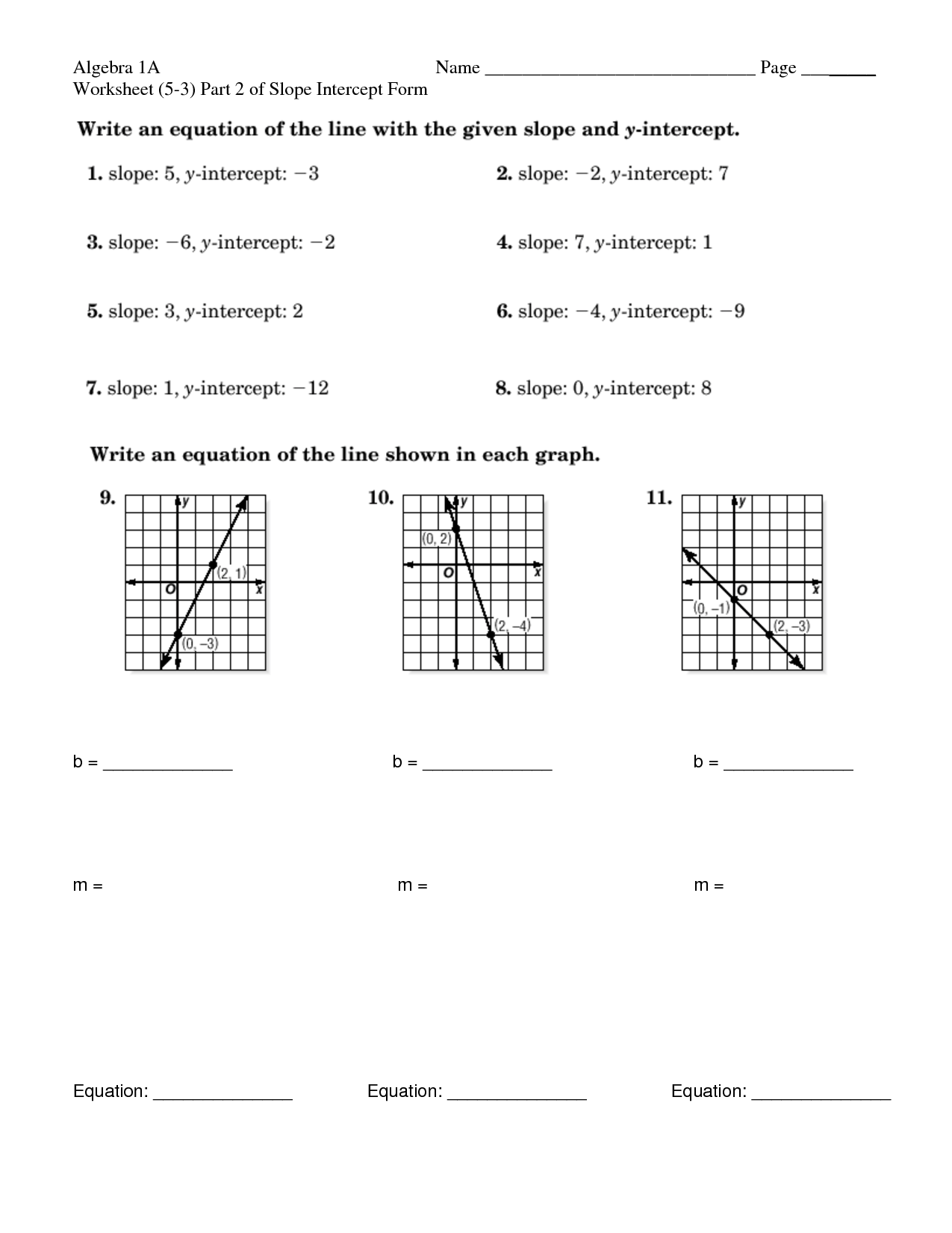 17 Best Images Of Graph Using Intercepts Worksheets Algebra 1 Graphing Worksheets Slope
