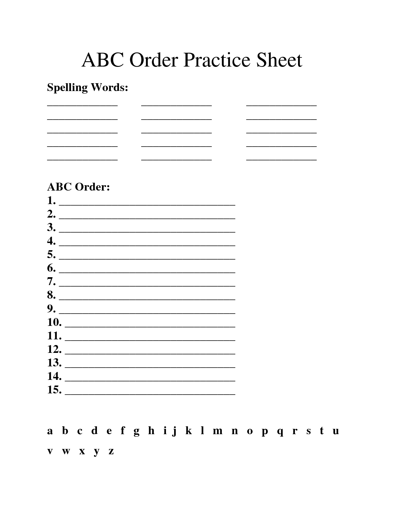 11 Best Images Of Printable ABC Order Worksheets ABC Order Template 