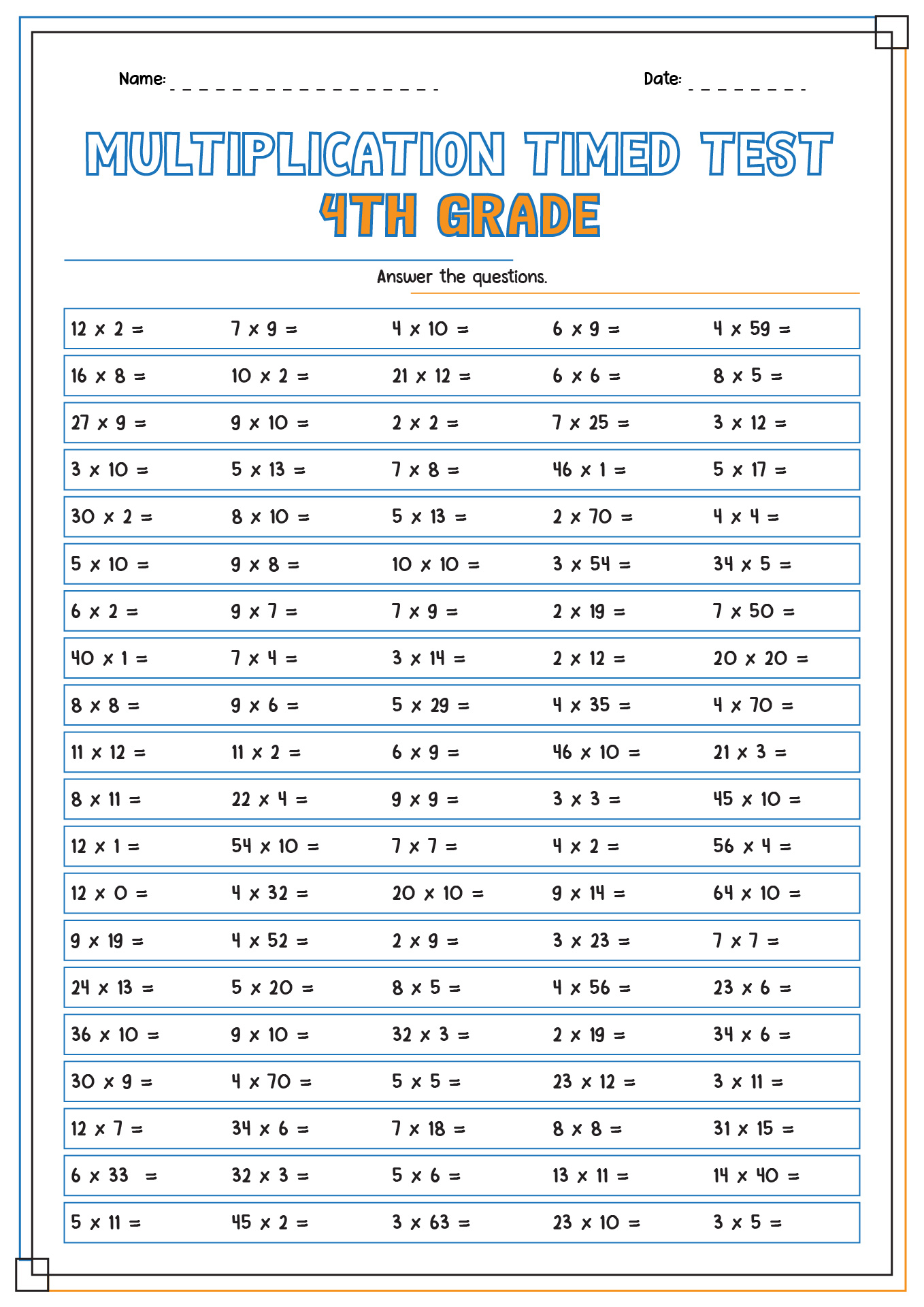 14 Best Images Of Hard Multiplication Worksheets 100 Problems Math 