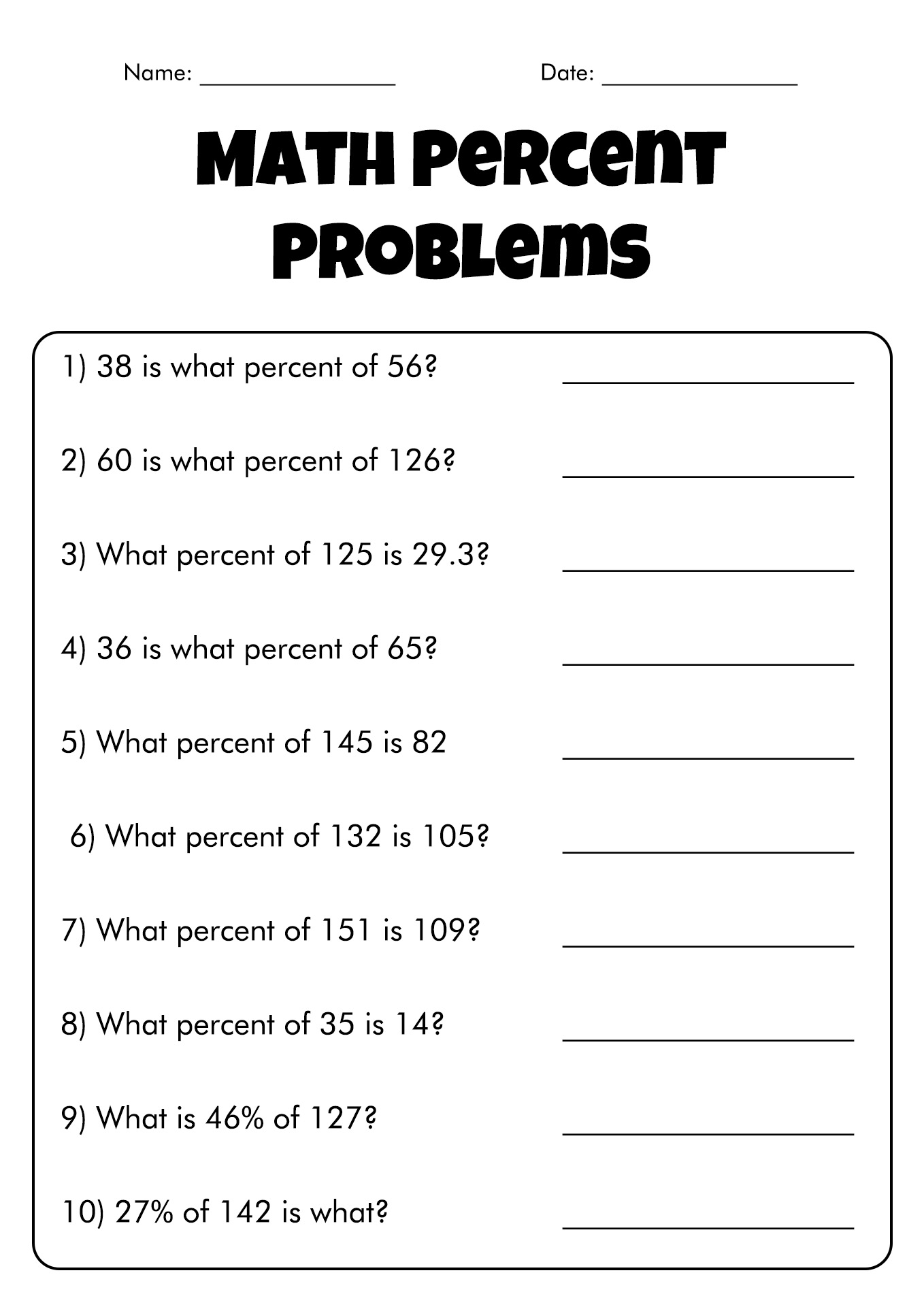 10 Best Images Of Percent Change Worksheet Math Percent Problems Worksheets Percent Increase
