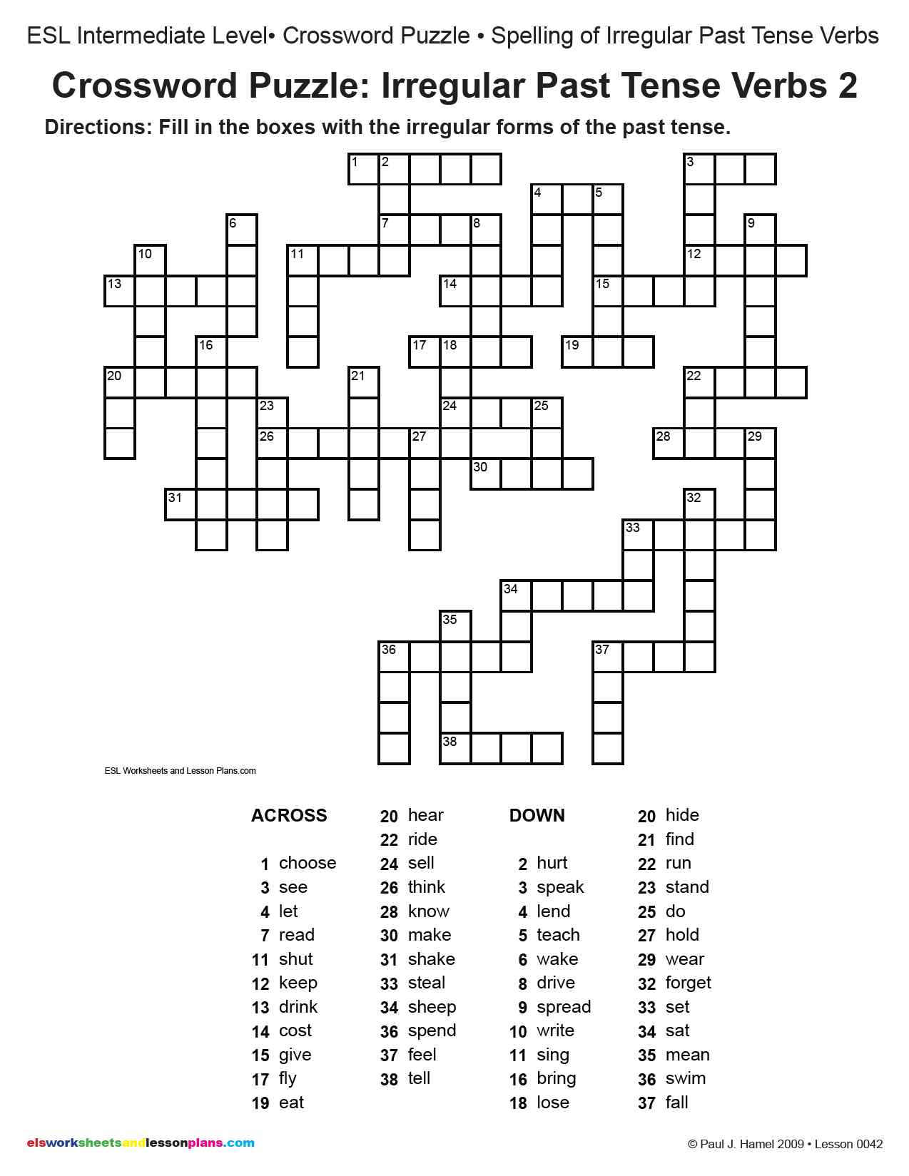 9 Best Images Of English Puzzles Worksheets Printable Verb Crossword 