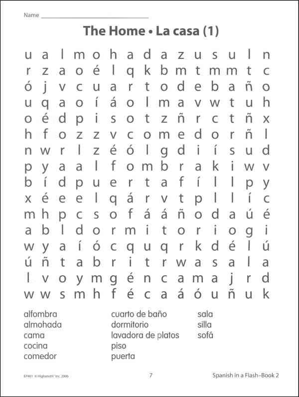 Printable Word Search In Spanish