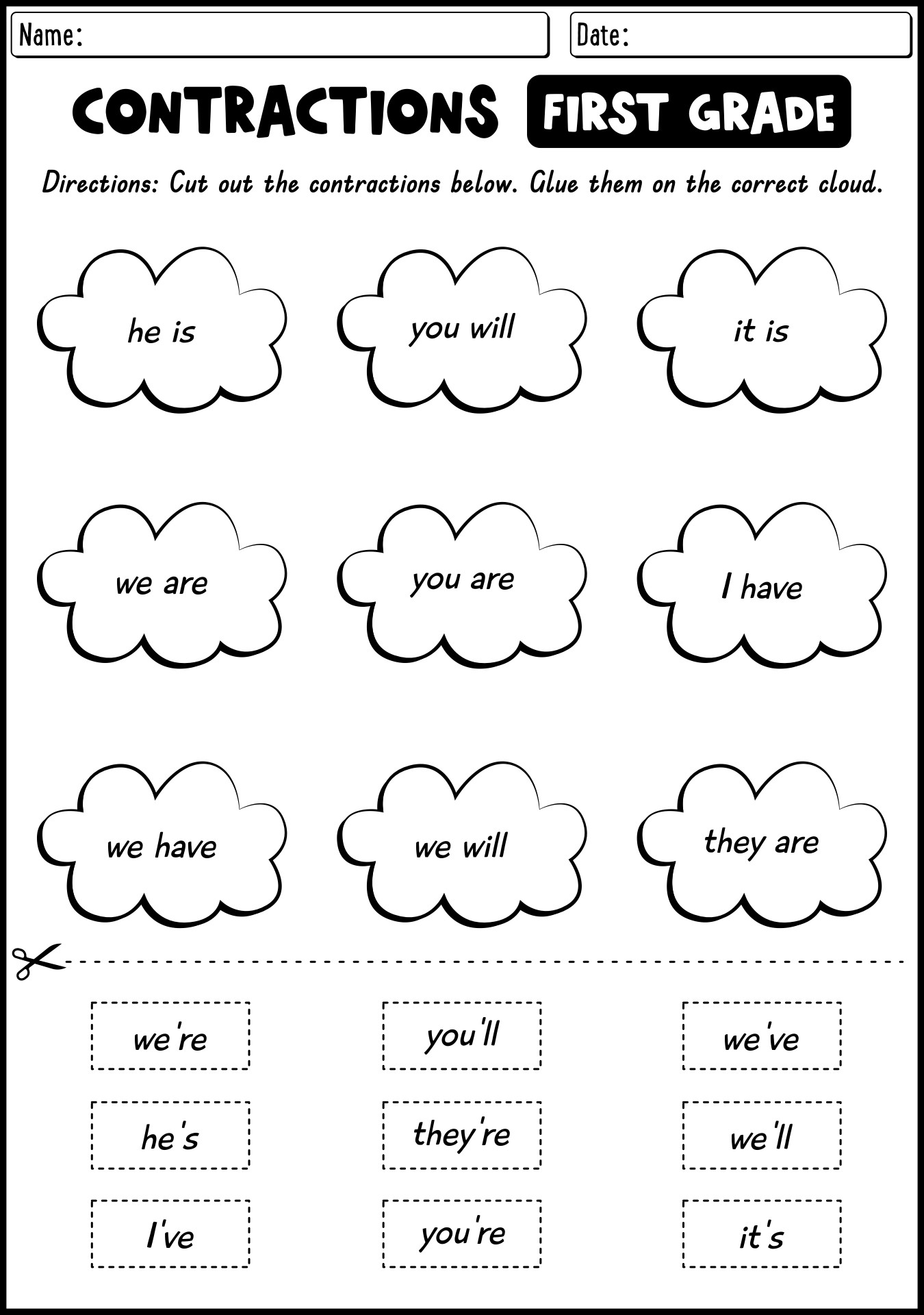 17 Best Images of For First Grade Contraction Worksheets - Contraction