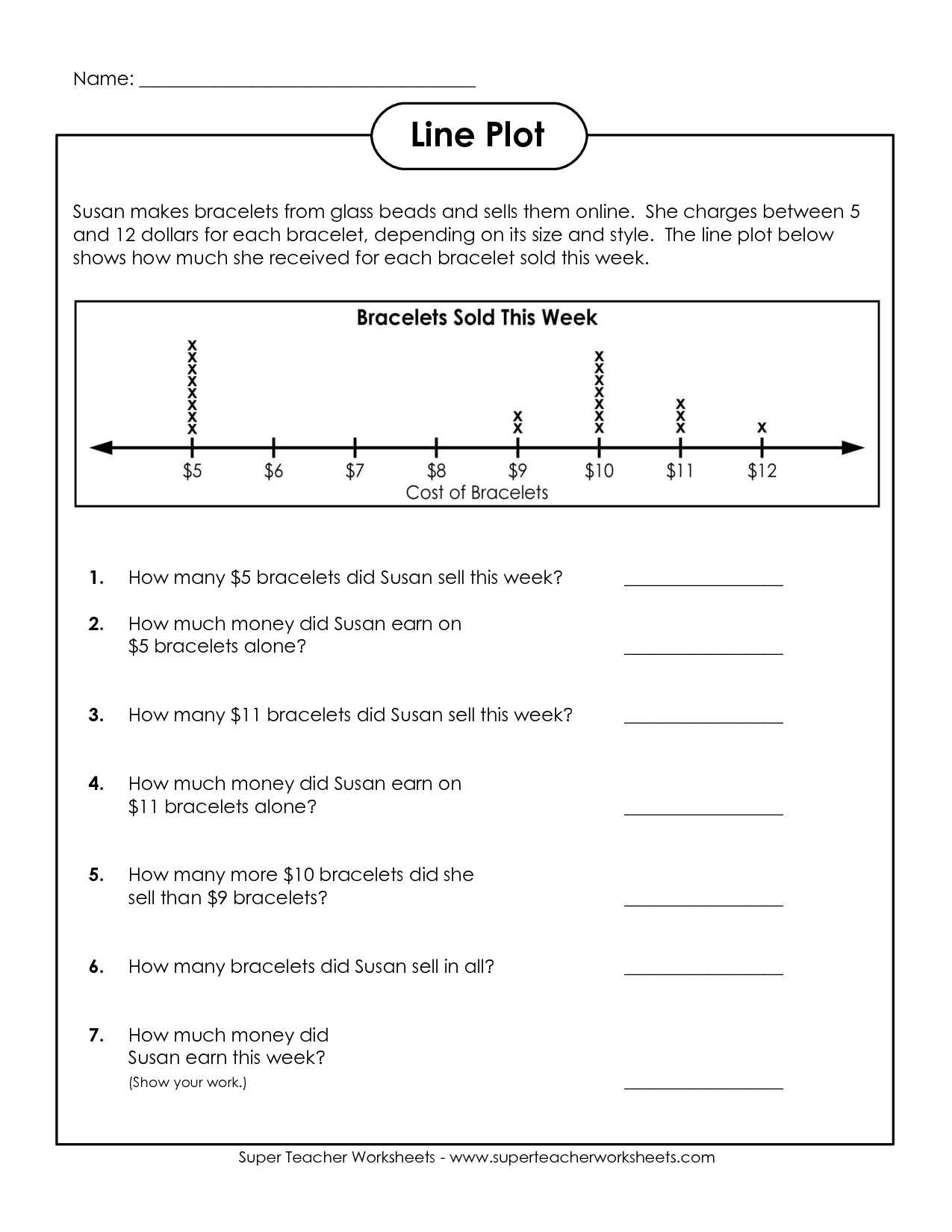 Line Graphs 5th Grade Worksheet