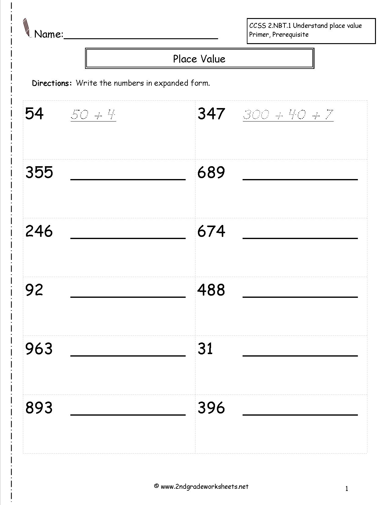 10 Best Images Of Hundreds Tens And Ones Worksheets Expanded Form Worksheets Ones Tens