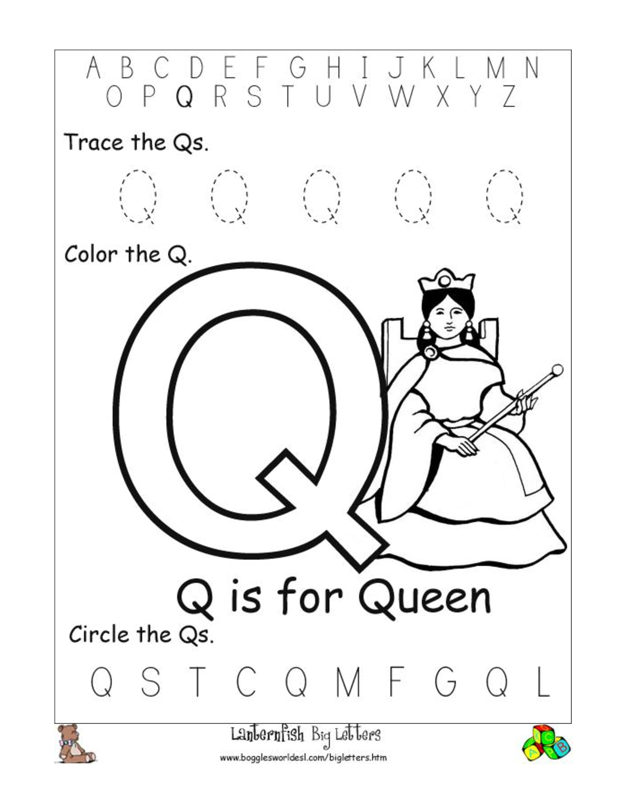 9 Best Images Of Pre K Worksheets Letter Q Letter F Printable Worksheets Letter Q Tracing 