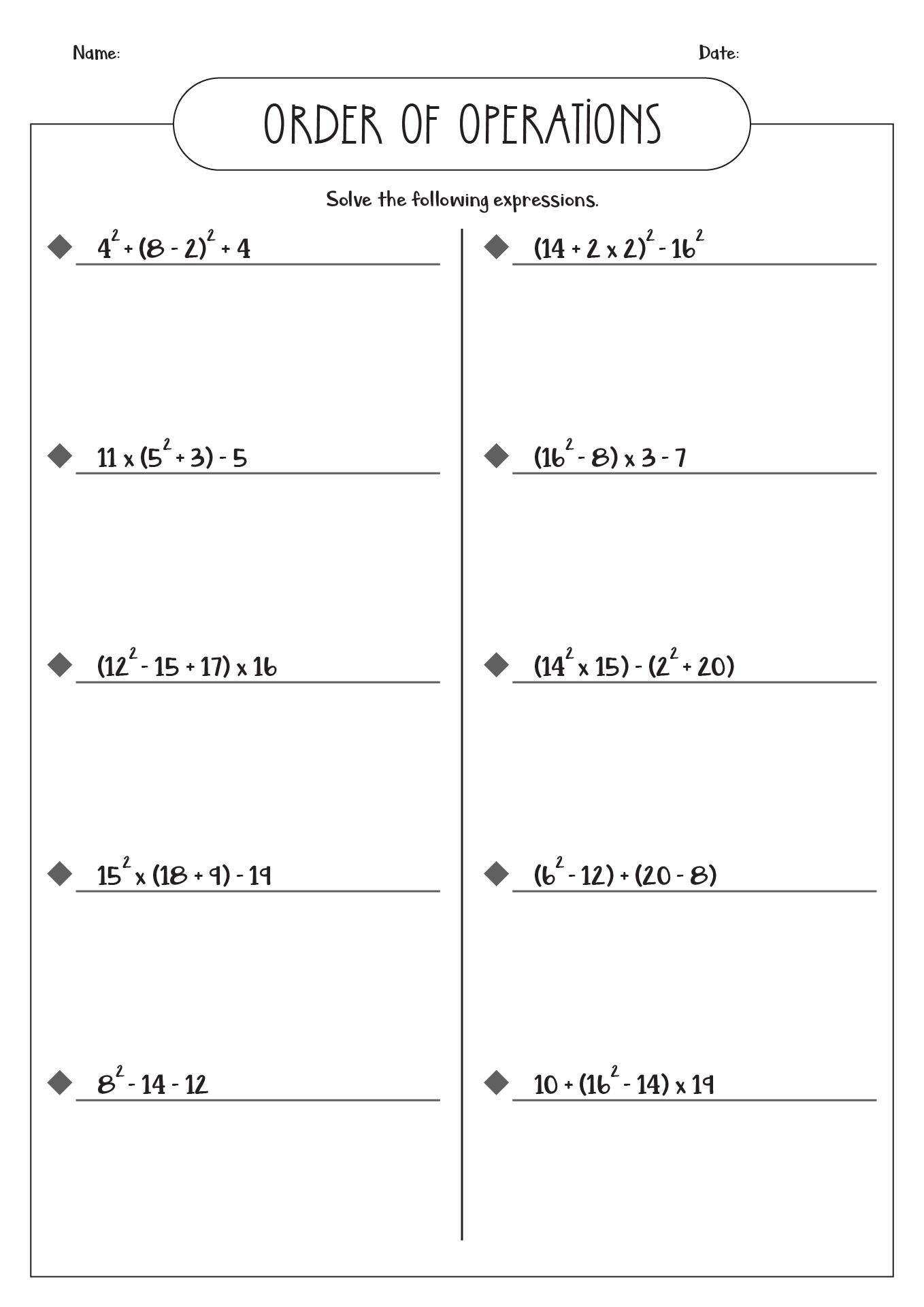 14 Best Images Of PEMDAS Worksheets Grade 6 6th Grade Hard Math Problems Order Of Operations
