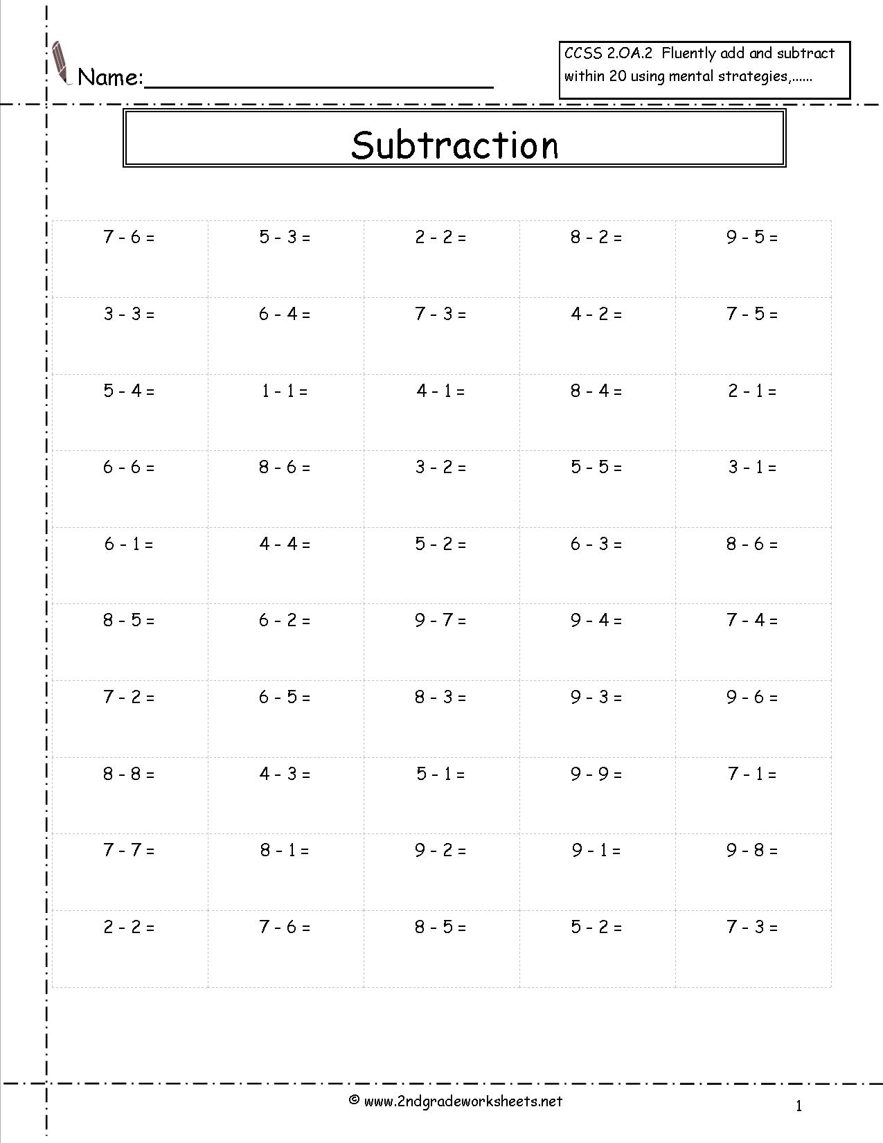 18 Best Images Of One Digit Addition And Subtraction Worksheets Subtraction Worksheets Math