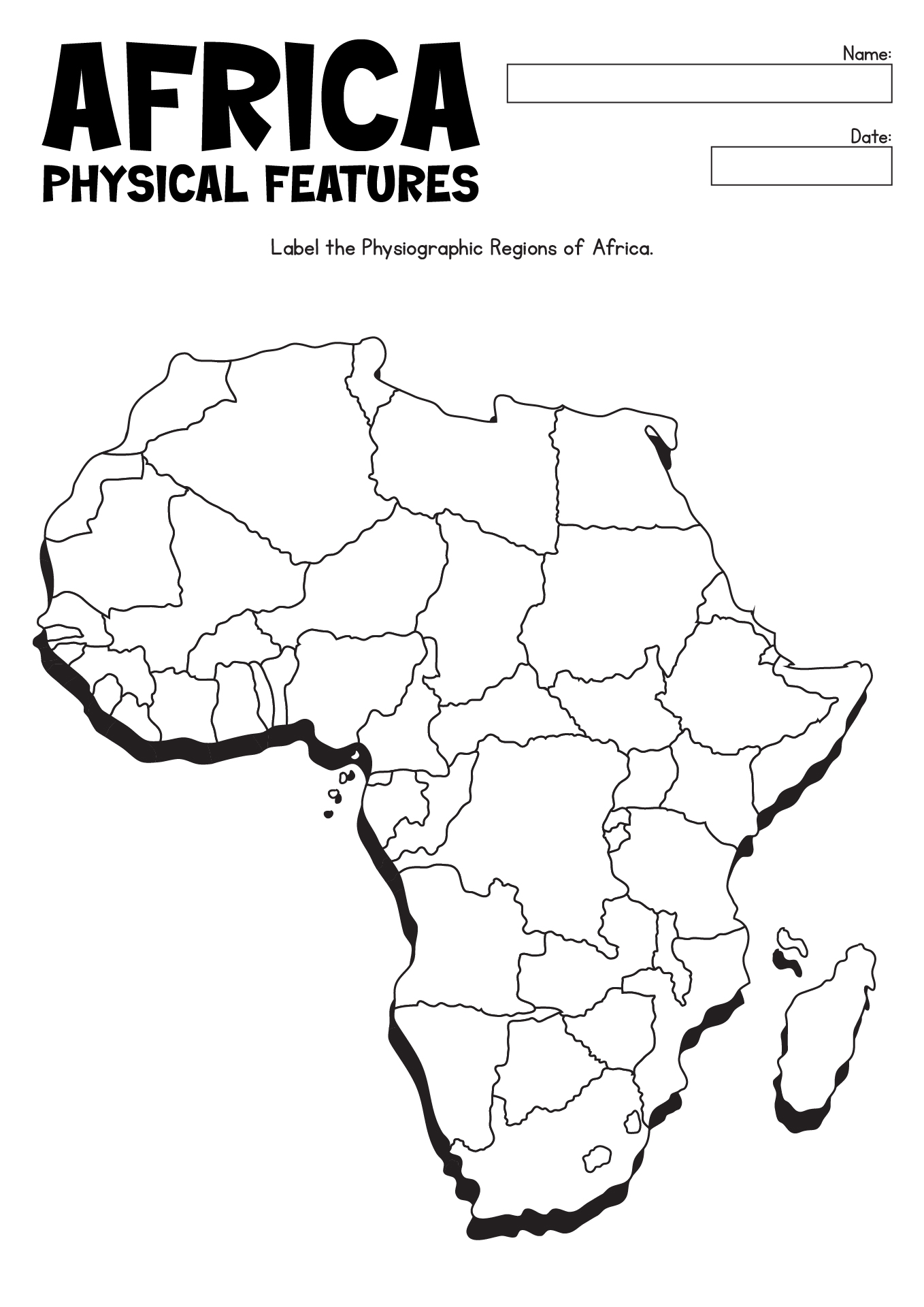 9 Best Images Of Africa Map Worksheet Africa Coloring Map South 