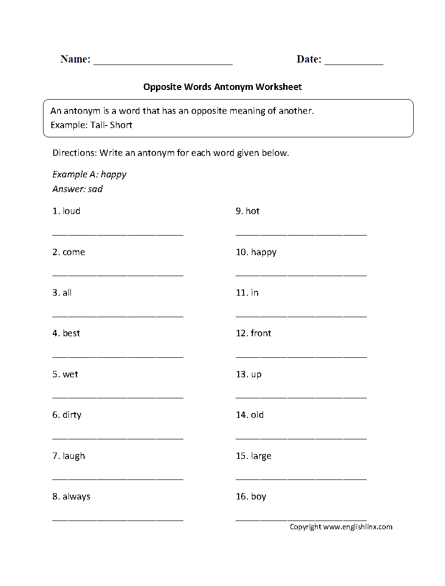 17 Best Images Of Synonym Antonym Worksheet 6th Grade Synonyms And 