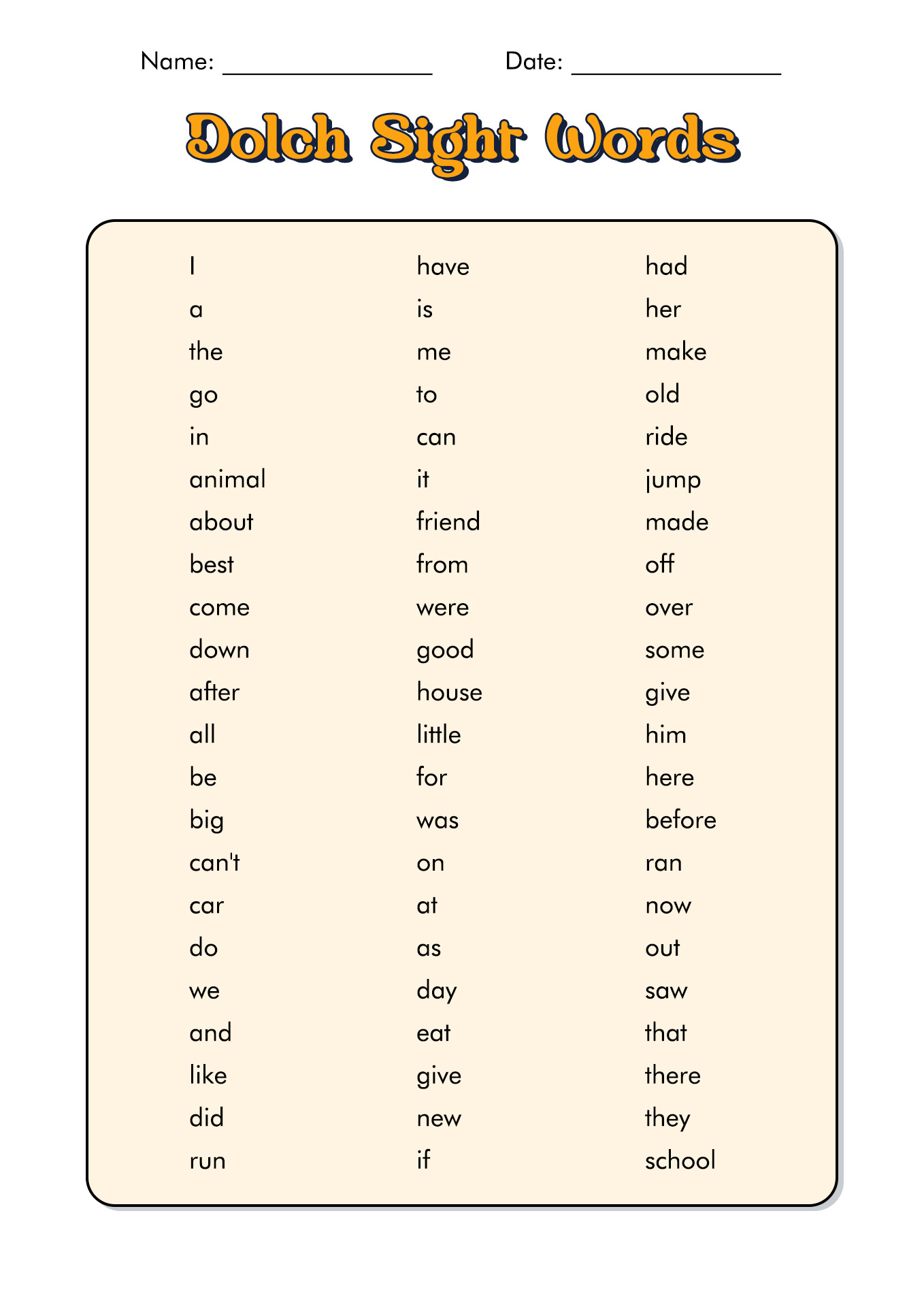 14 Best Images Of First 100 Sight Words Printable Worksheets First 5 