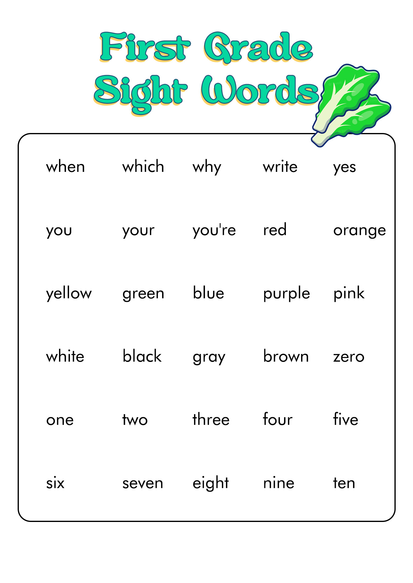 Dolch Sight Words List Printable