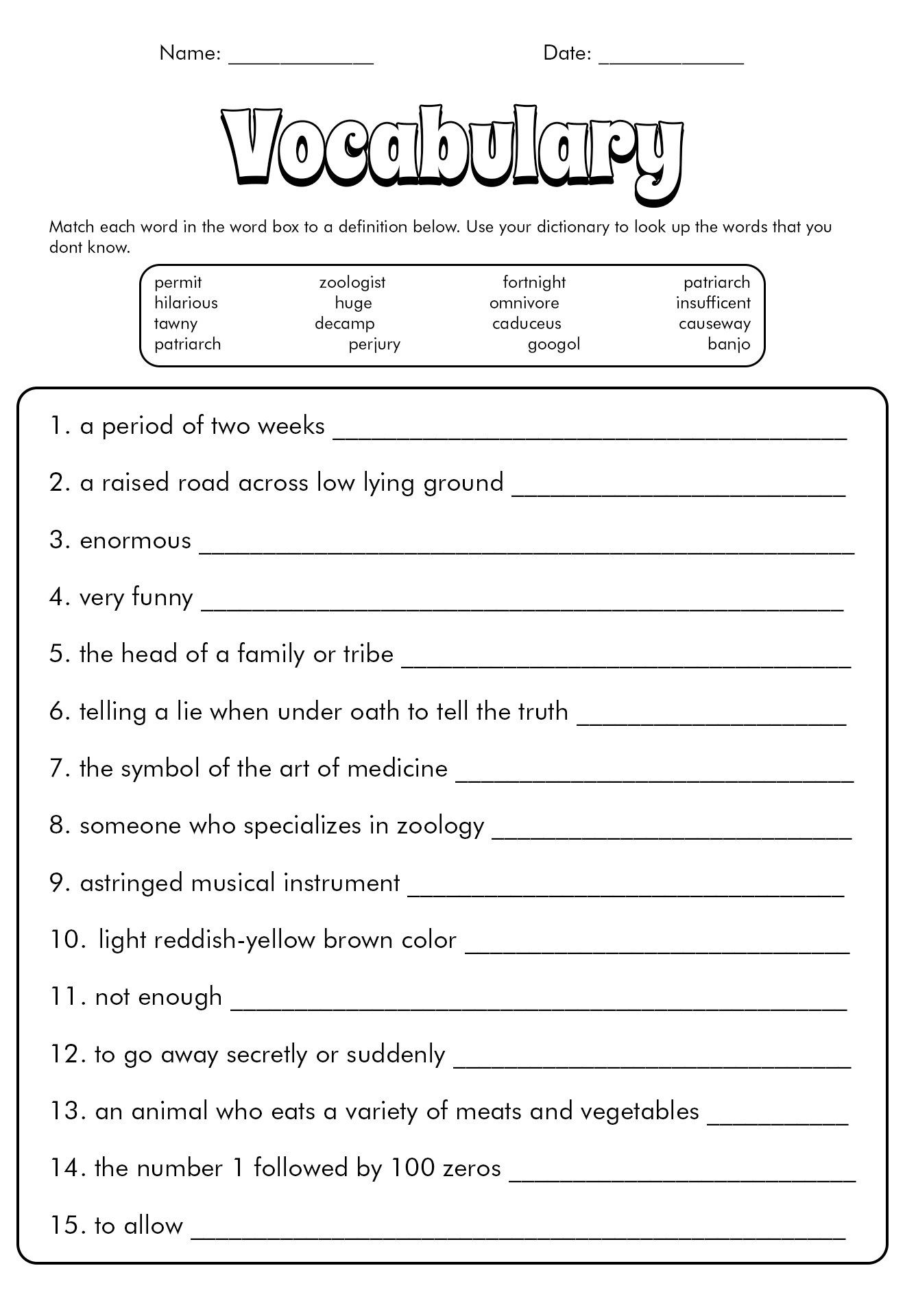  Matching Quiz Template Word 