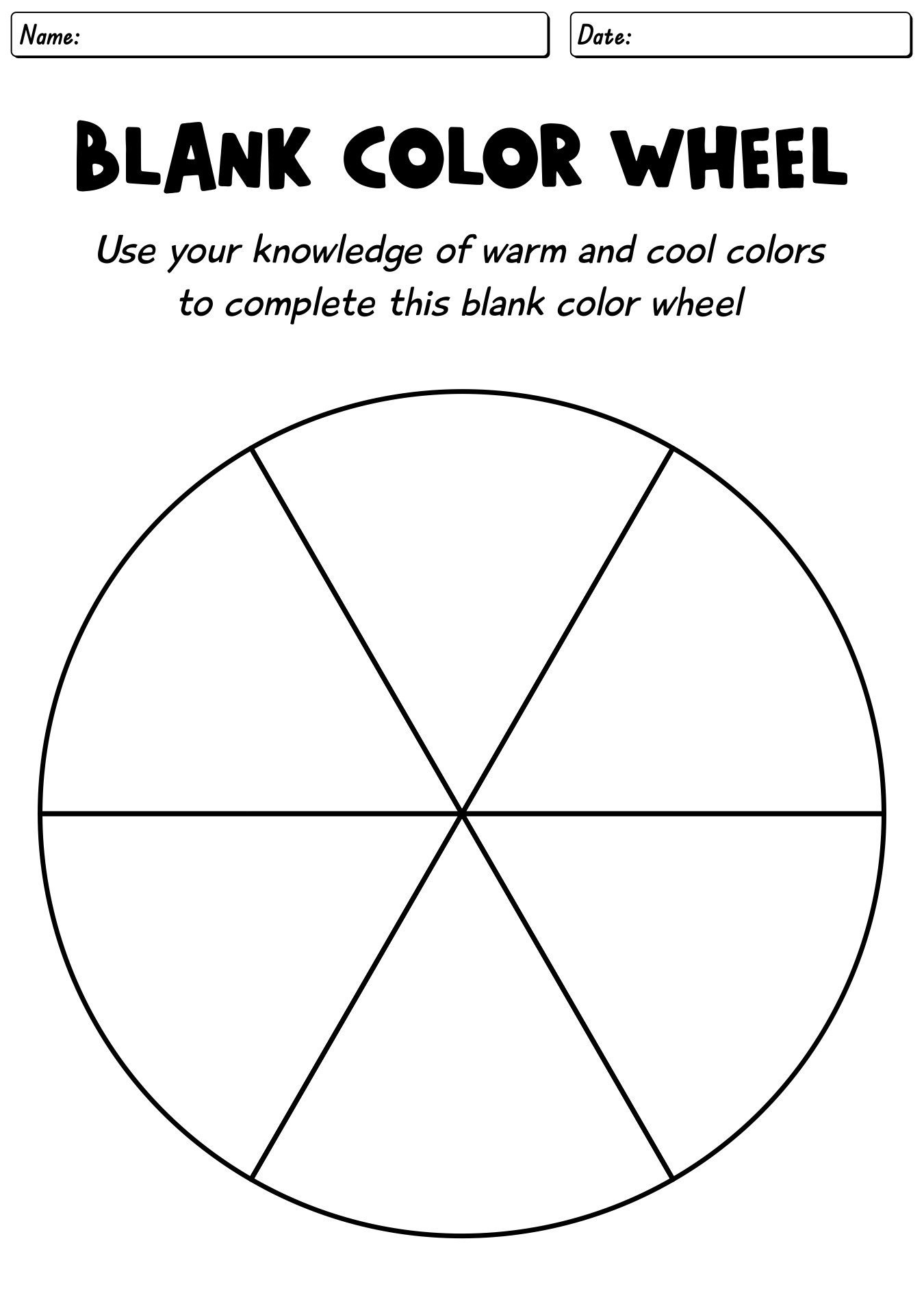 Blank Color Wheel Worksheet