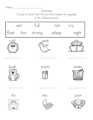 17 Best Images of Antonyms Worksheets First Grade - Antonyms and