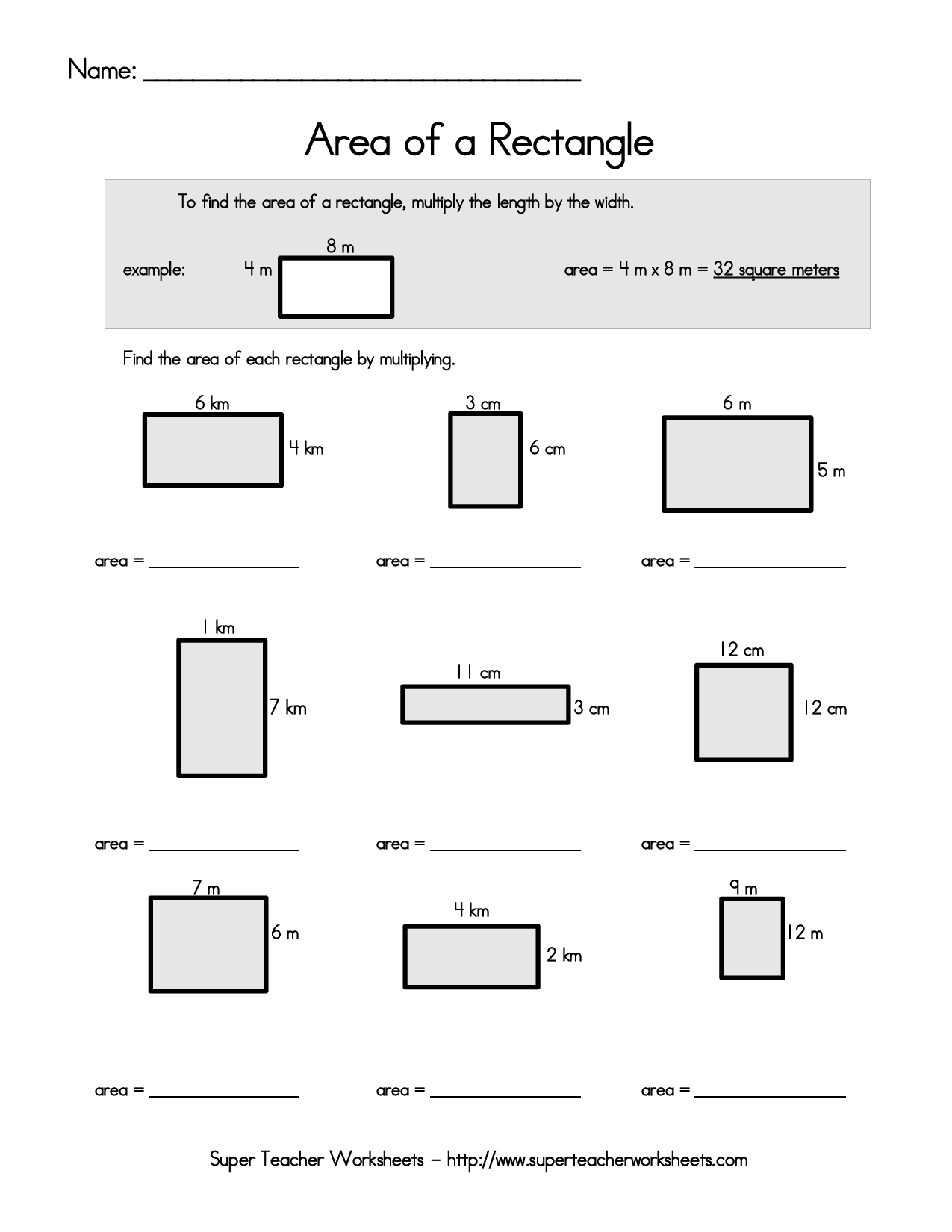 6 Best Images Of Area Of A Rectangle Worksheet Rectangle Area And Perimeter Worksheets Area