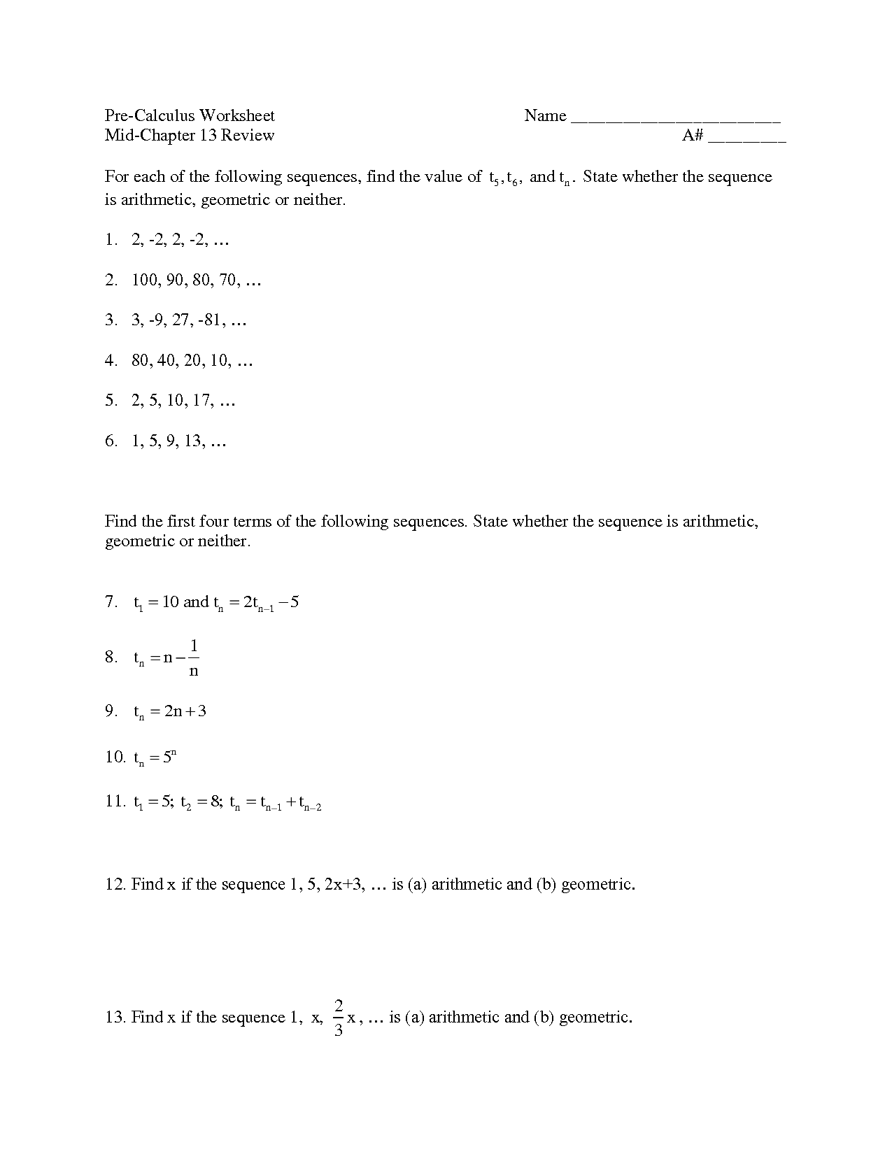 26 Geometric Sequence Practice Worksheet Notutahituq Worksheet Information