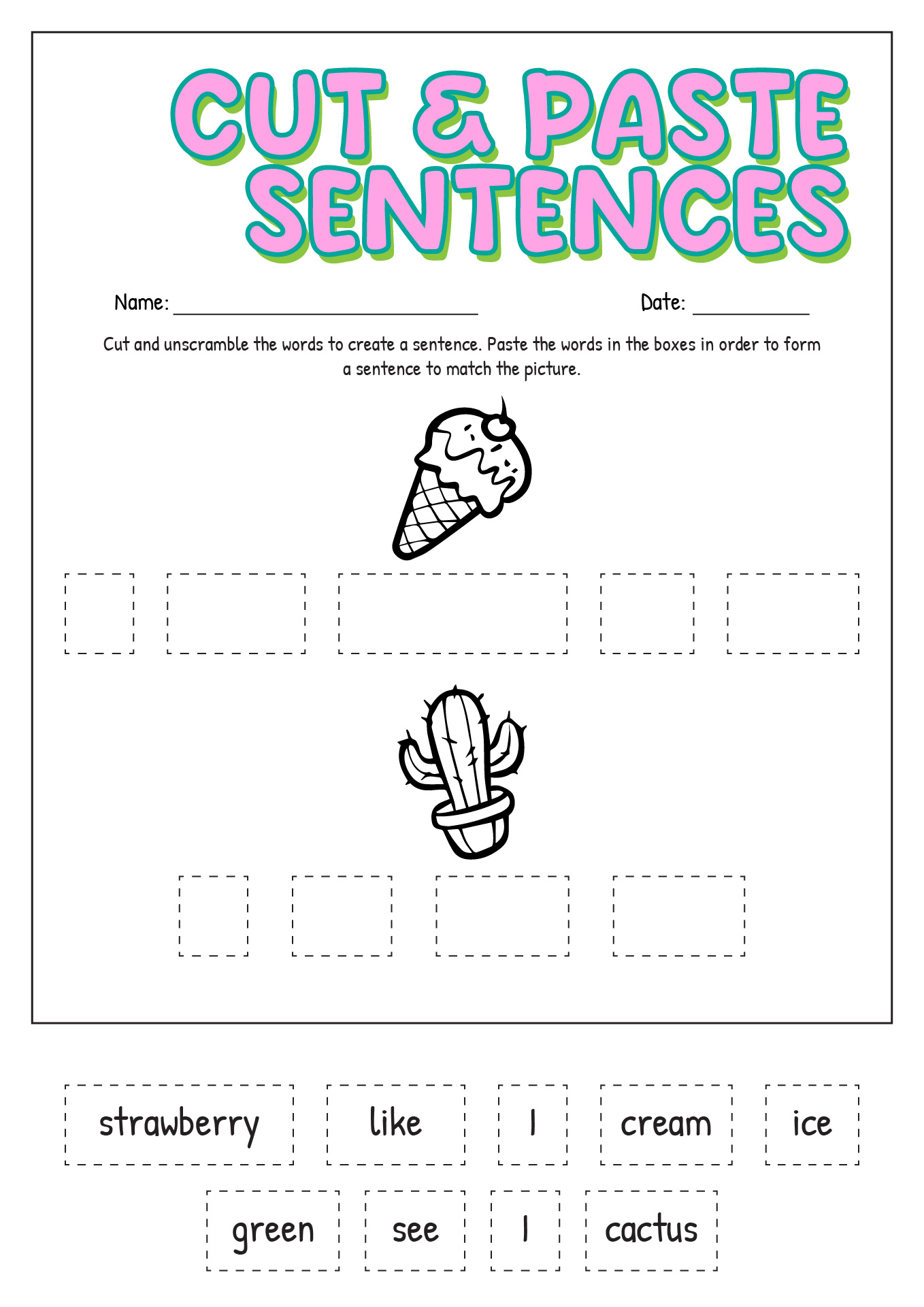 12 Best Images Of Cut And Paste Sentence Worksheets Complete And 