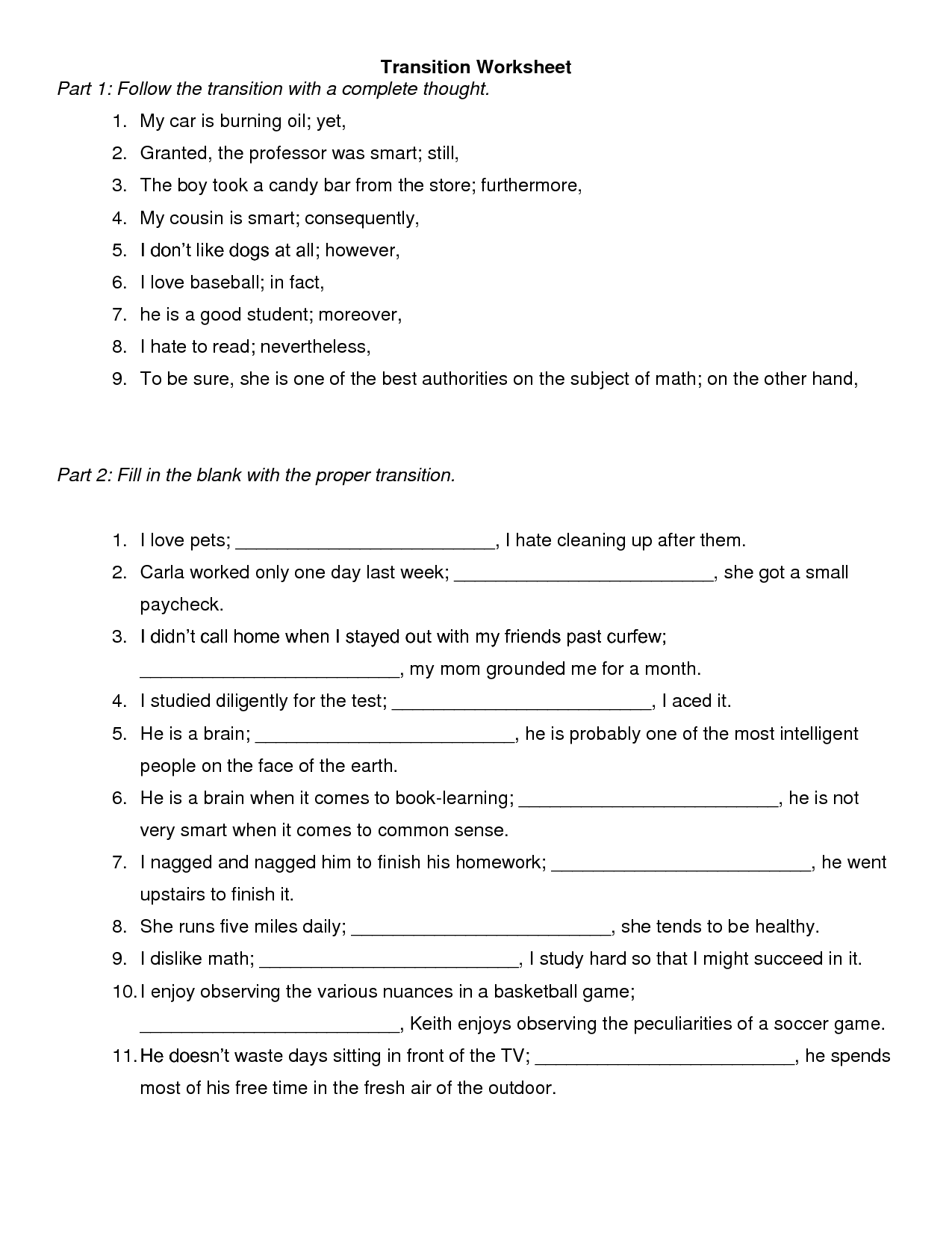 16 Best Images Of Transition Words 4th Grade Worksheet Transition 