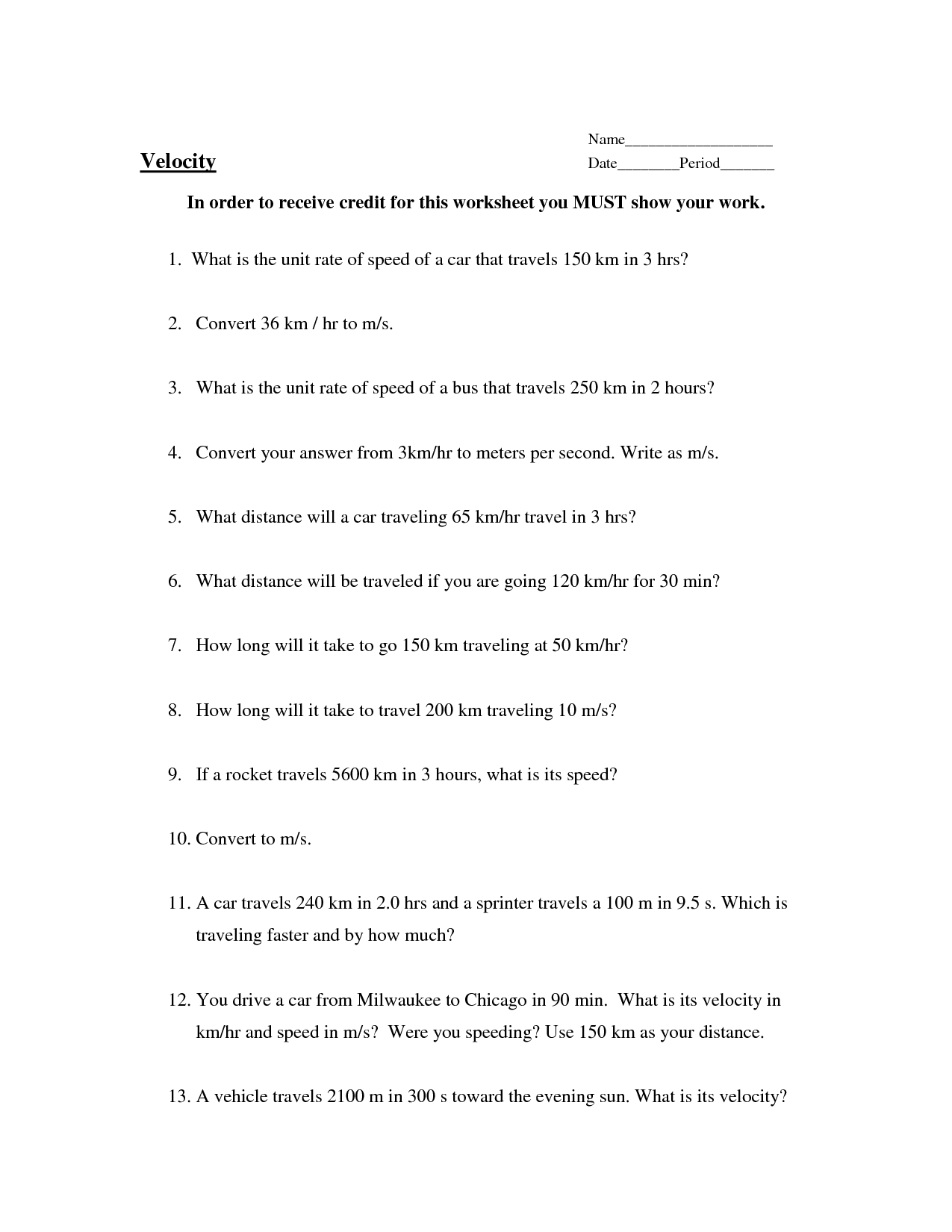 6th Grade Unit Rate Worksheets
