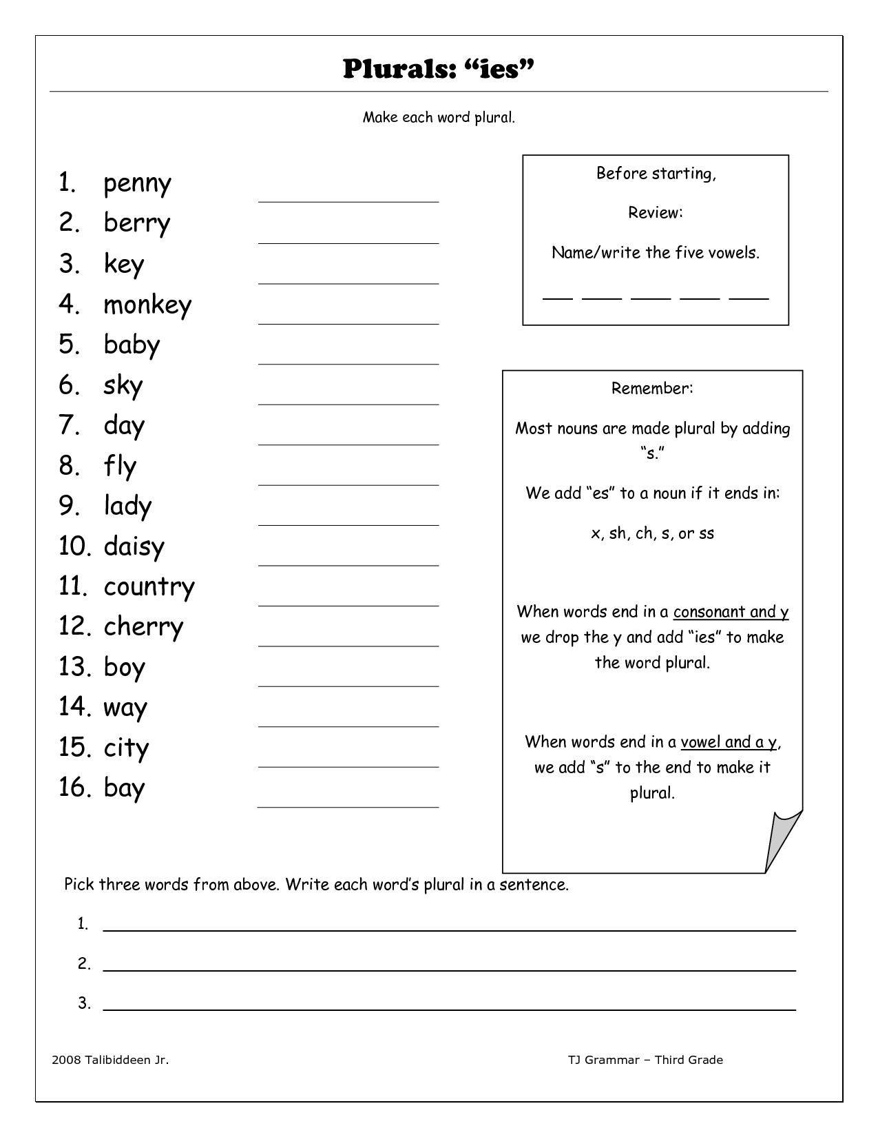 18 Best Images Of Singular Plural Worksheets Grade 3 Singular And 