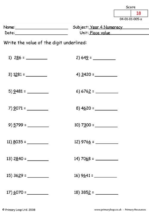 17 Best Images Of Place Value Underlined Digit Worksheet Place Value 