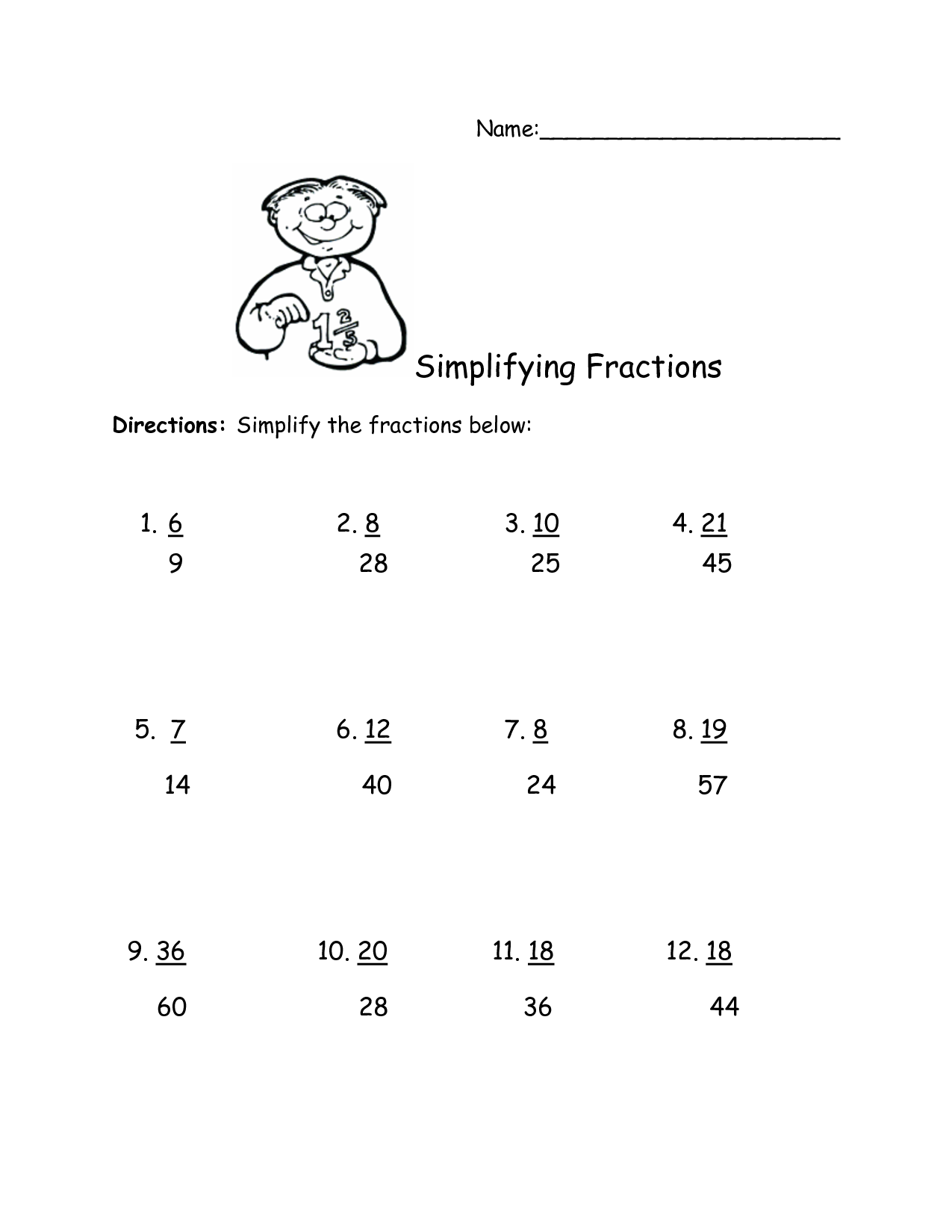 18 Best Images Of Reducing Fractions Worksheets 6th Grade Reducing 