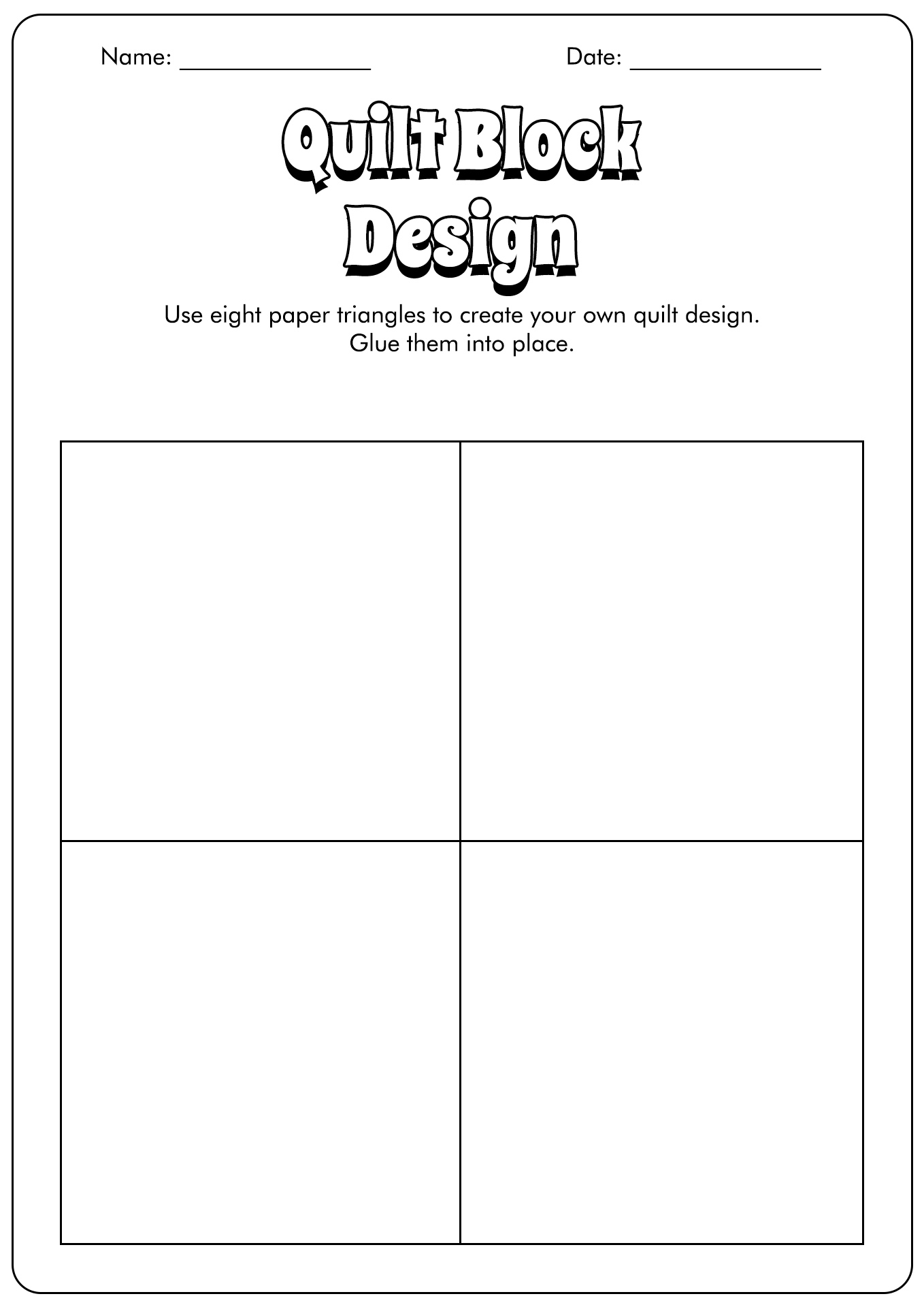 13 Best Images Of Blank Quilt Worksheet Blank Quilt Square Template Elementary Art Lesson 