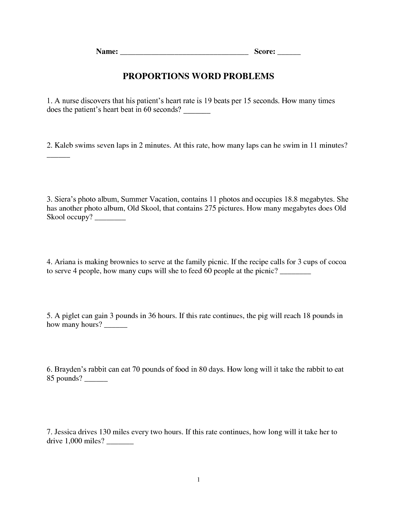 10 Best Images Of Rate Problems Worksheet Unit Rate Word Problems 