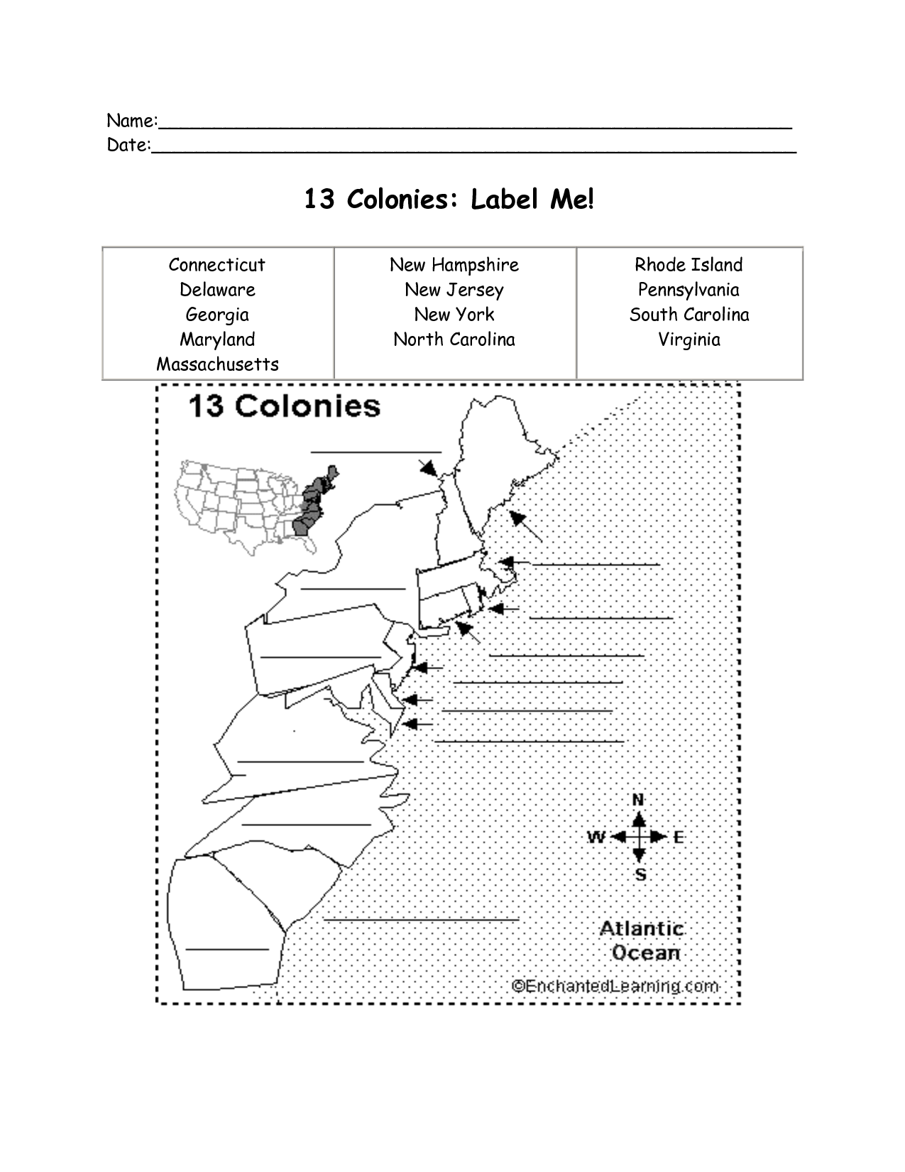 13 Colonies Map Worksheet Promotiontablecovers