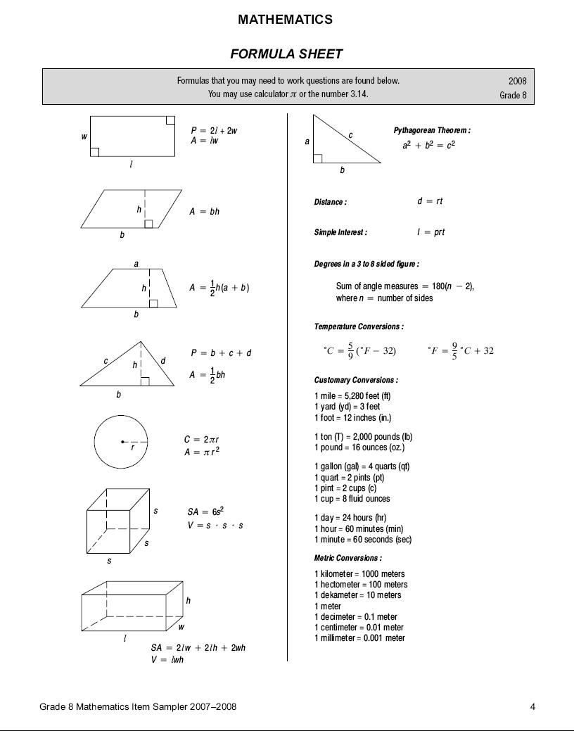 Year 10 School Certificate Maths Formula Sheet Maths Exam Questions 