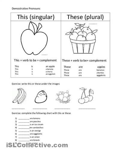 11 Best Images Of Demonstrative Pronouns Worksheet This That These Those Worksheet 