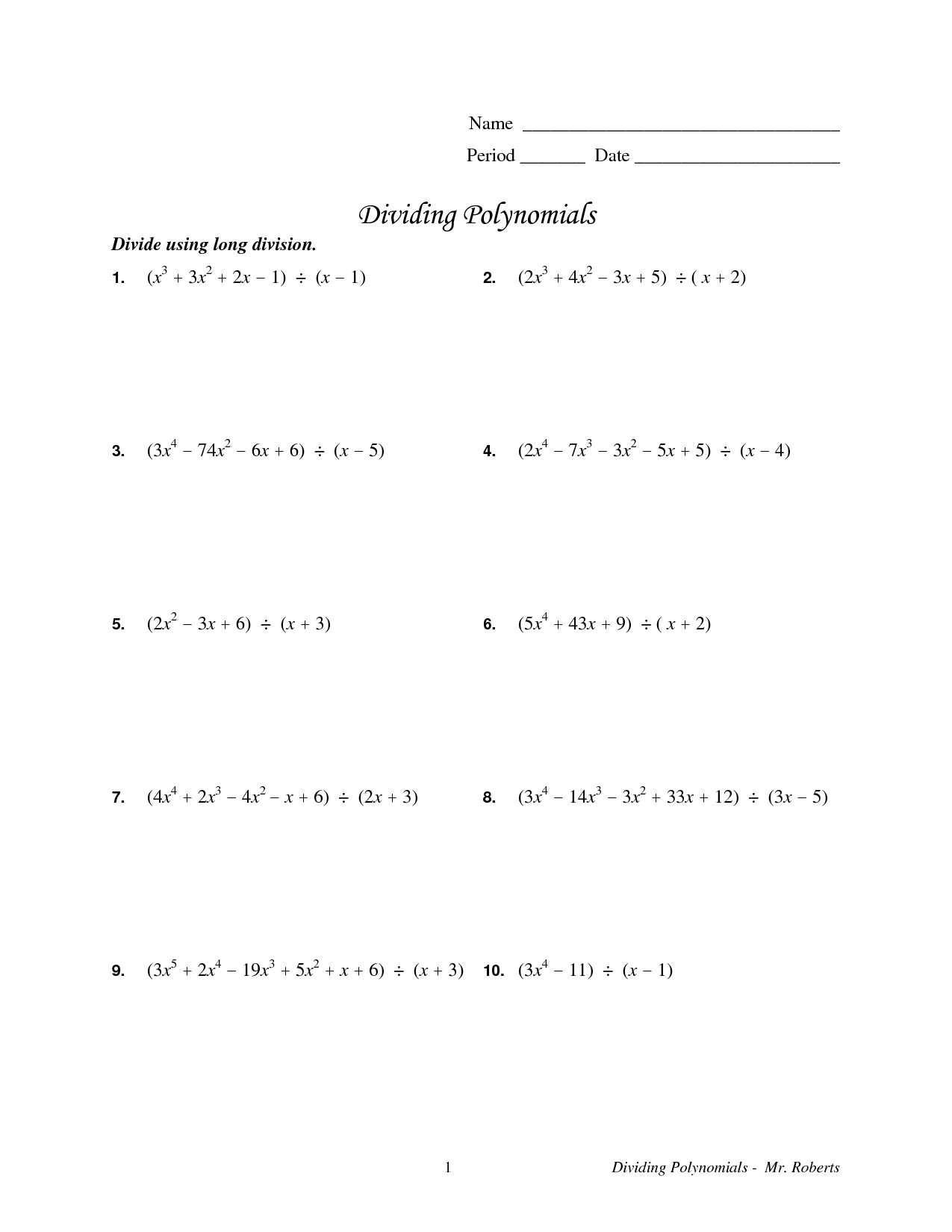 8 Best Images Of Polynomial Long Division Worksheet 6th Grade Long Division Worksheets 