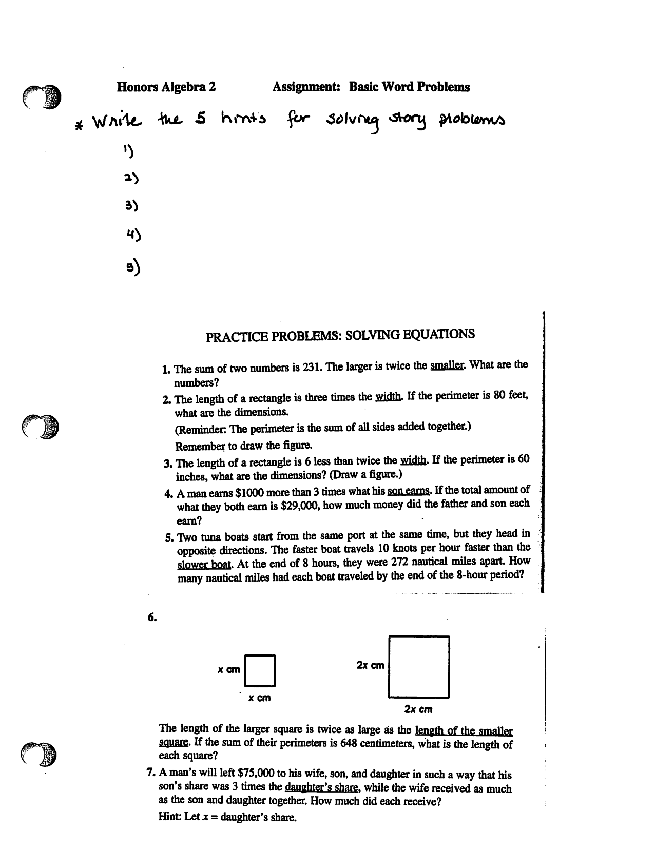 7 Best Images of Basic Algebra Word Problems Worksheet Printable Math