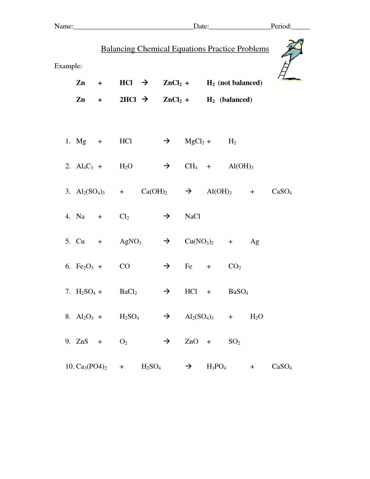 Balancing Equations Practice Answer Key My PDF Collection 2021