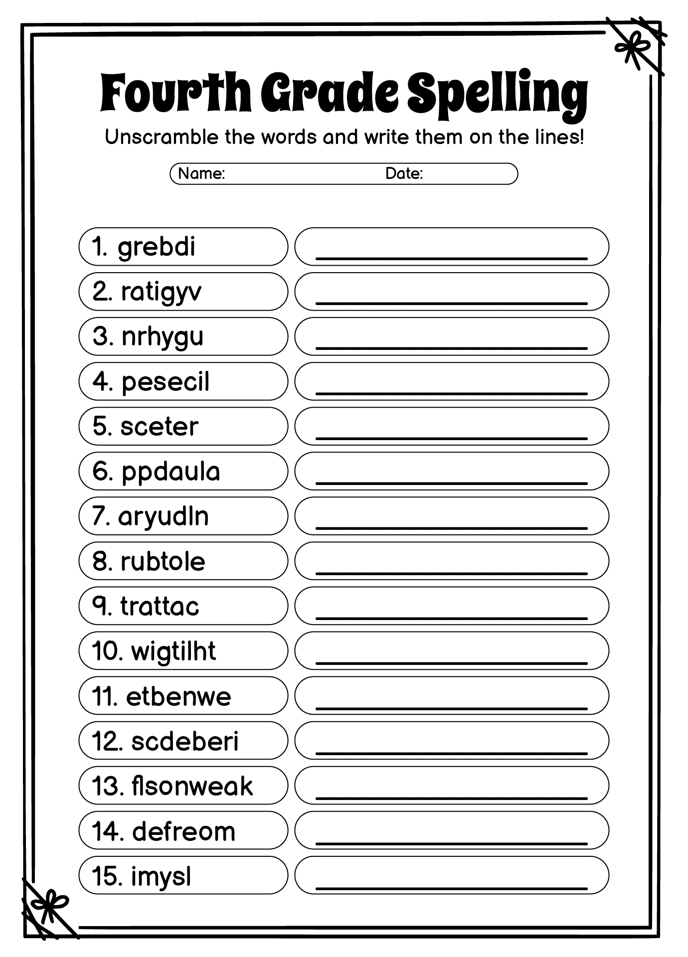 10 Best Images Of 4th Grade Spelling Worksheets Printable 3rd Grade 