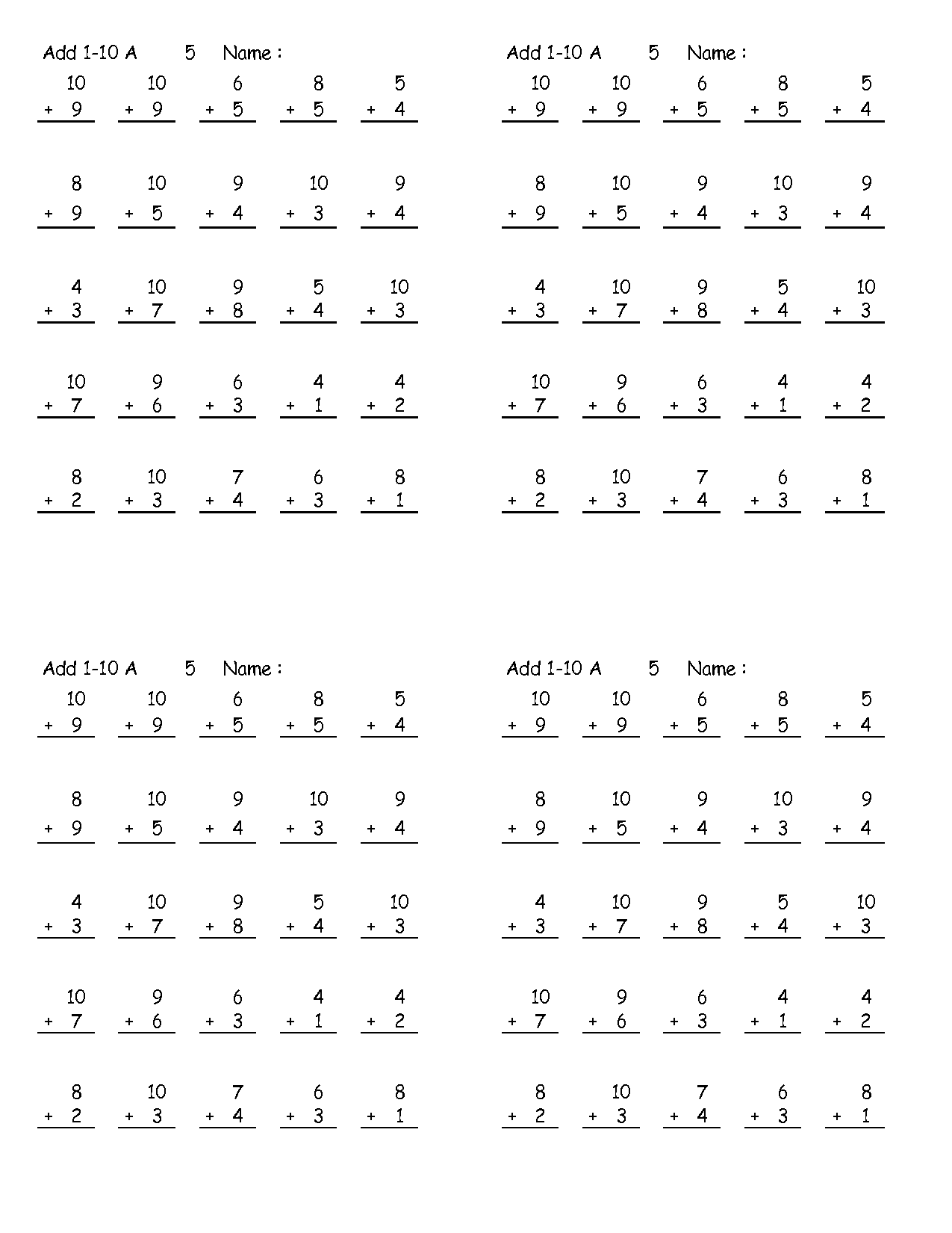 10 Best Images Of Worksheets Addition To 10 Addition To 10 Practice 