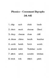 11 Best Images of Worksheets CH Words - Can I Read Simple Sentences, CH