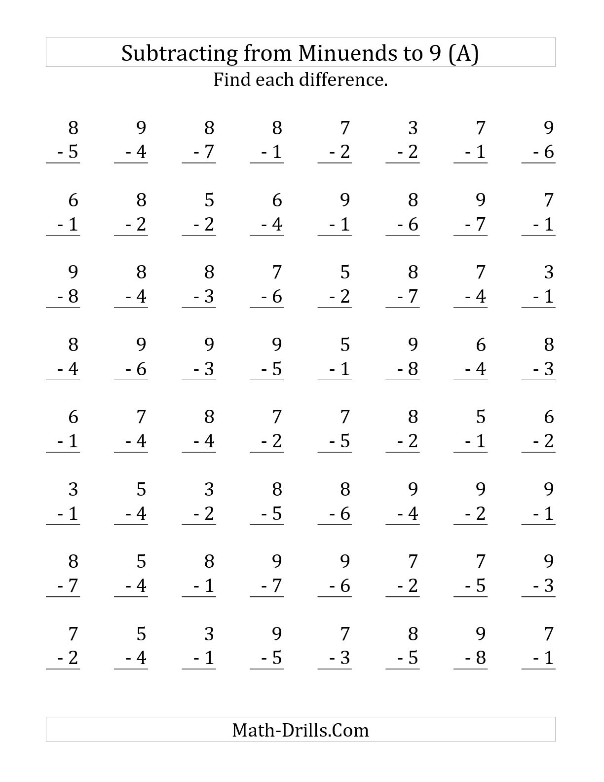 12 Best Images Of Minute Math Subtraction Worksheets 2nd Grade 