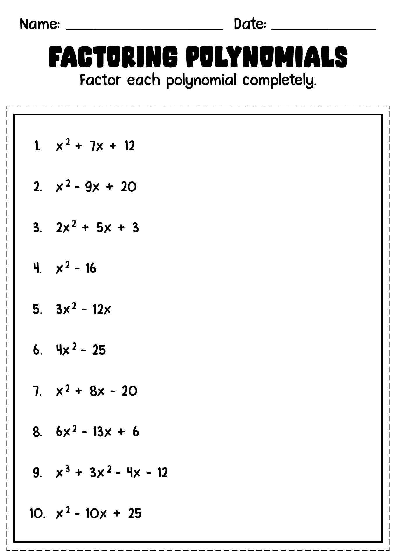 14 Best Images Of Polynomial Worksheets Printable Adding Polynomials 