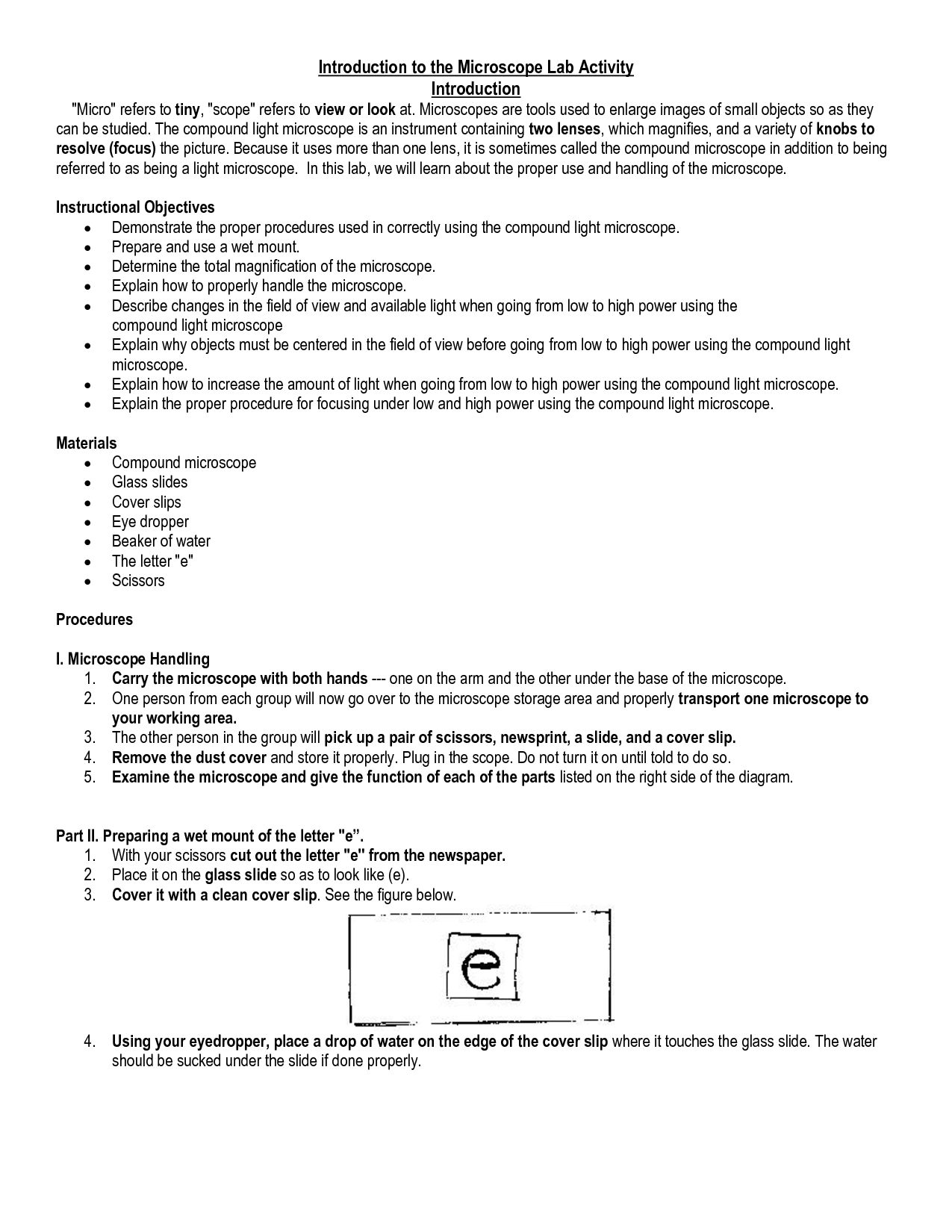 17 Best Images Of Microscope Activity Worksheets Letter E Microscope Lab Activity Compound 