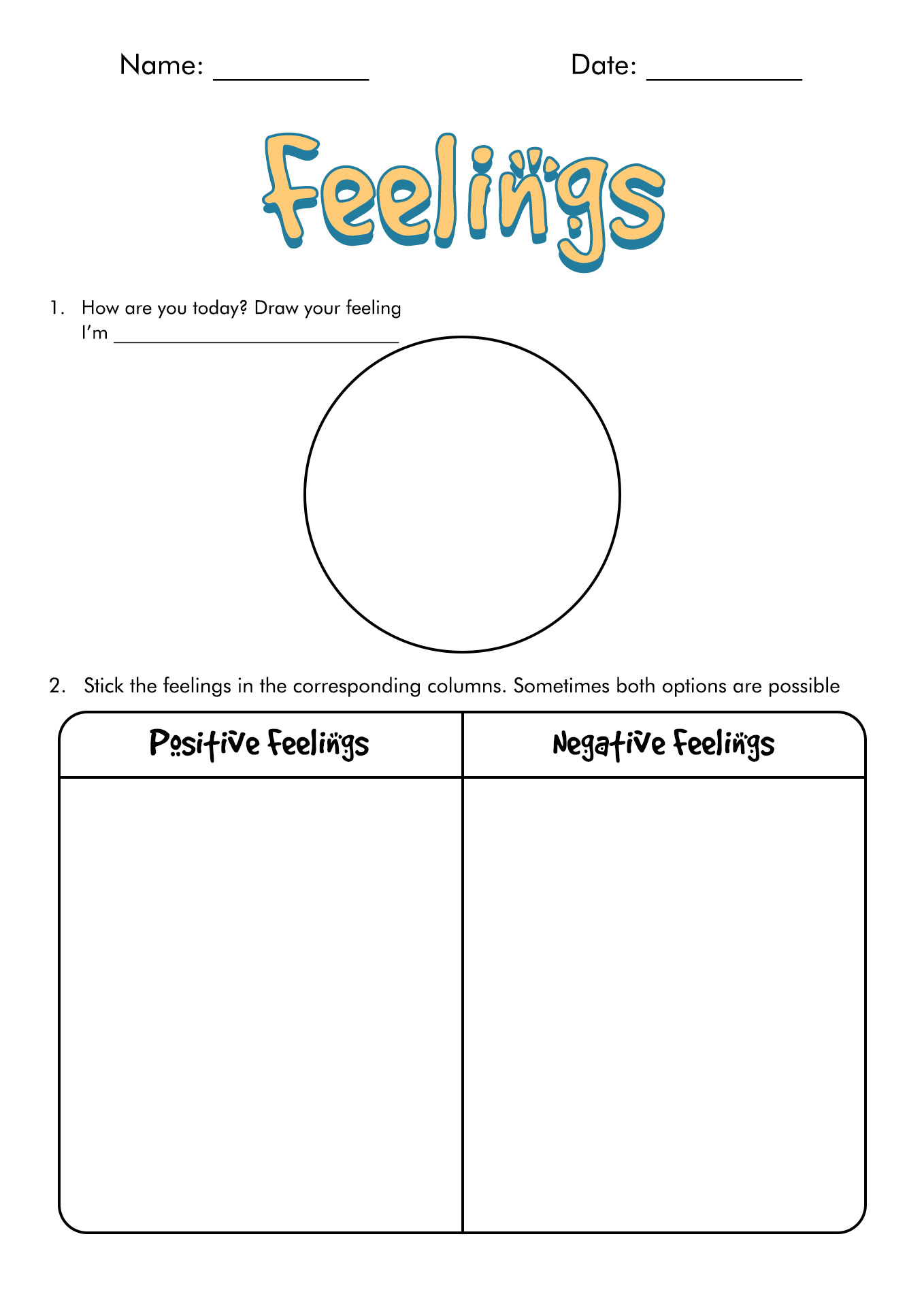 13 Best Images Of What Are Feelings Worksheets PDF Feelings 