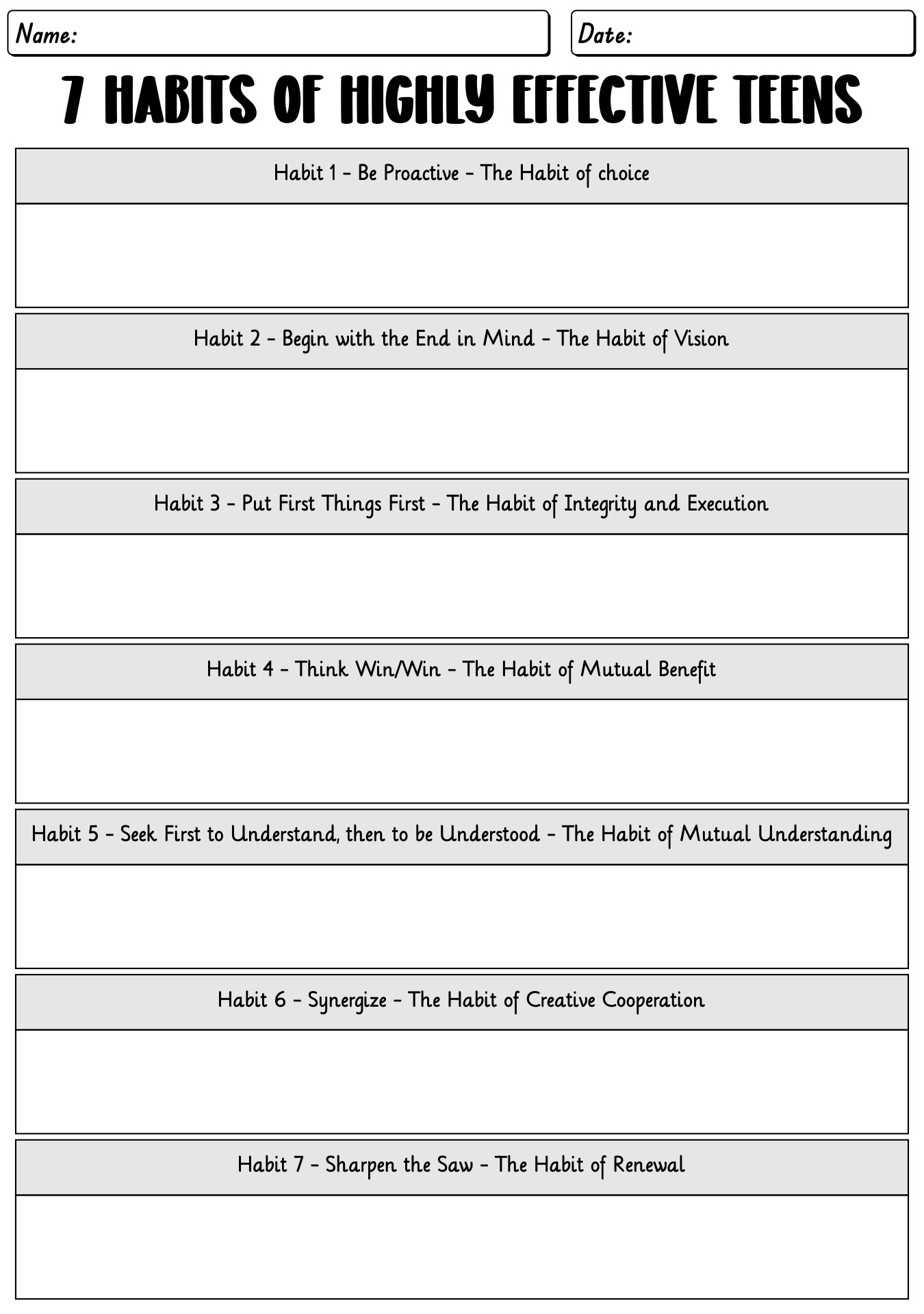 17 Best Images Of 7 Habits Worksheets 7 Habits Teens Worksheets 7 