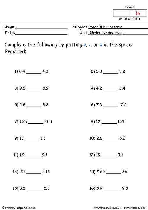 11 Best Images Of Comparing Decimals Worksheet 4th Grade Ordering Fractions And Decimals