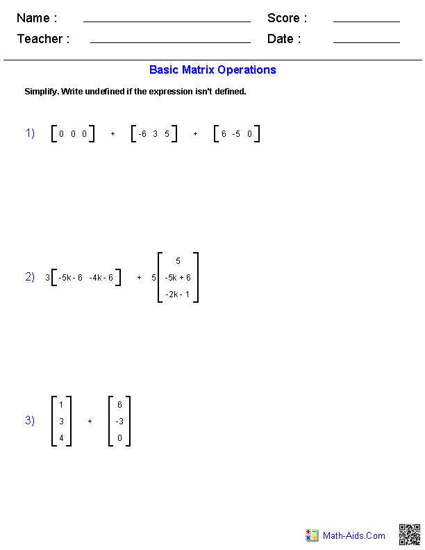 14 Best Images Of Matrix Equations Worksheet Algebra 2 Matrices Worksheets Solving Systems Of